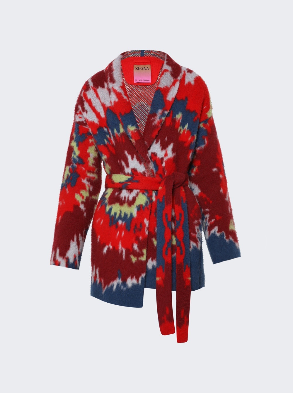 X The Elder Statesman Cashmere and Wool Brushed Robe Red and Blue - 1