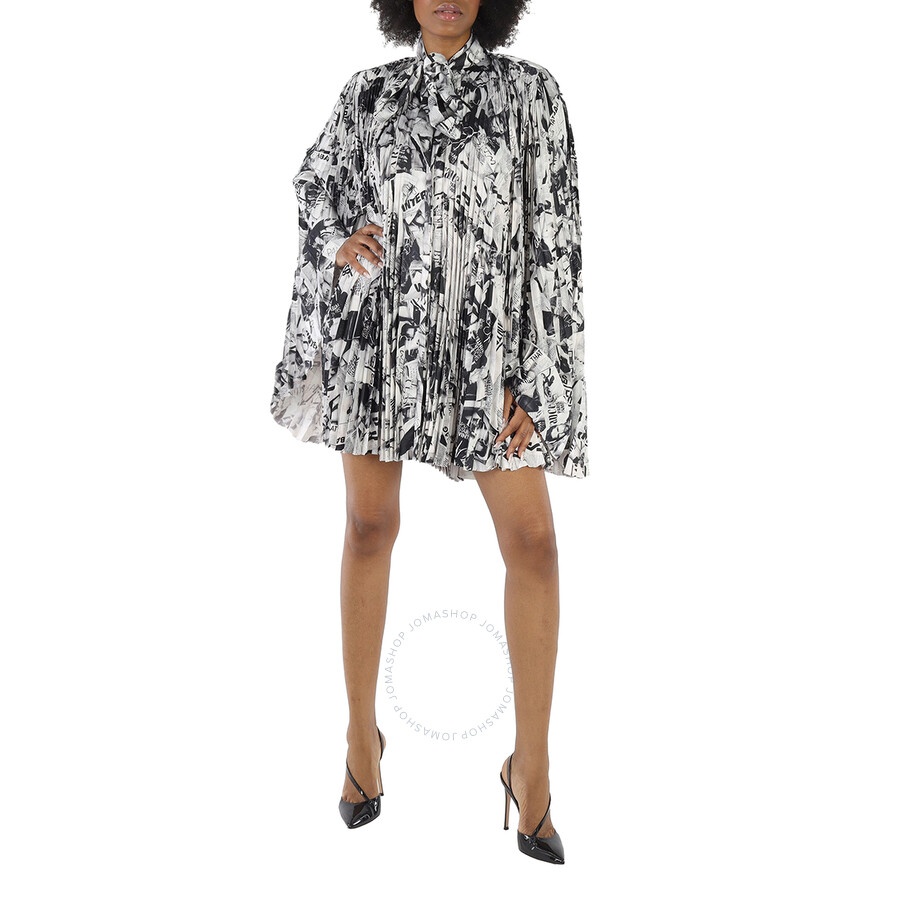 Balenciaga Black Pleated Dress With Logo - 4