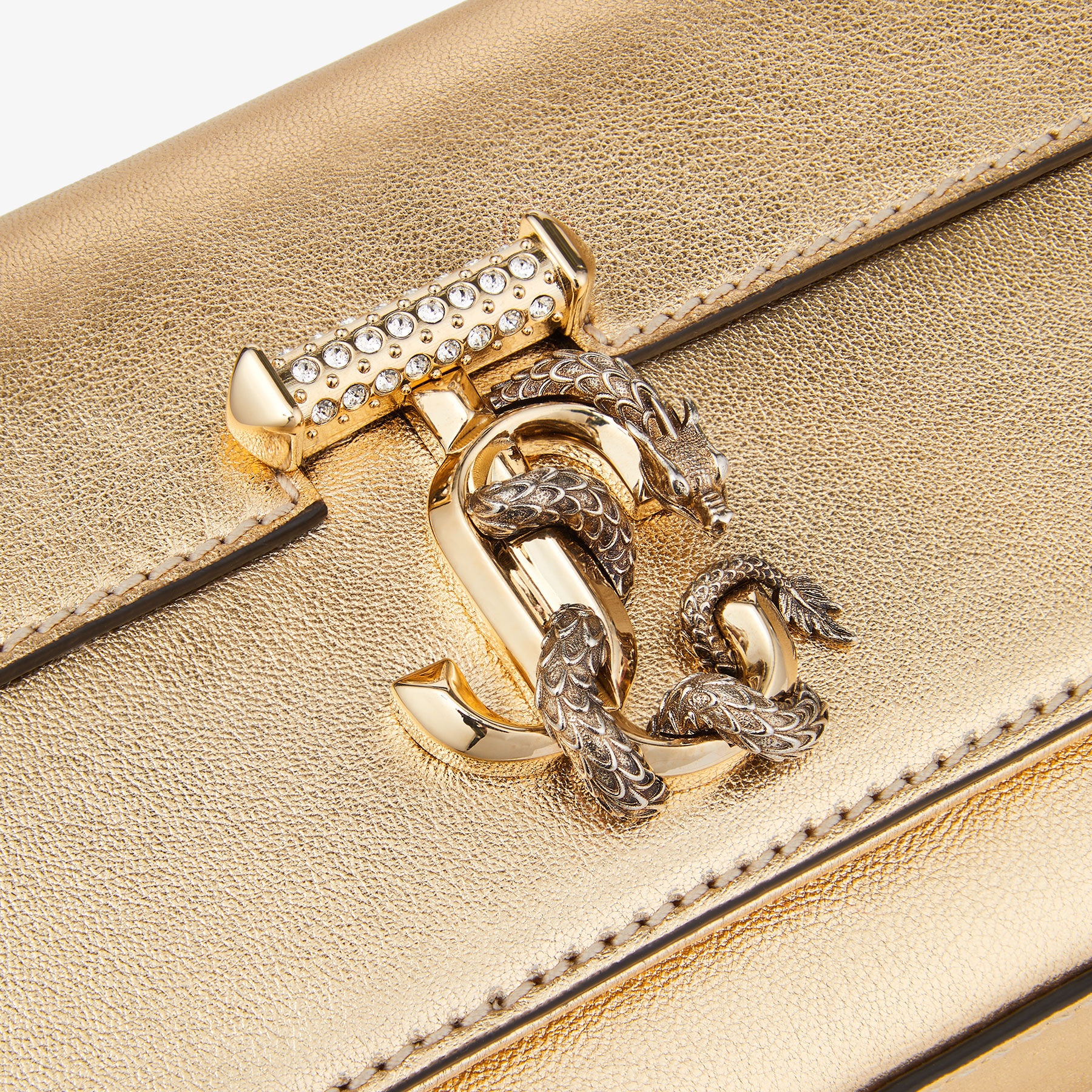 Avenue Mini Shoulder
Gold Metallic Nappa Leather Mini Shoulder Bag with Dragon - 3