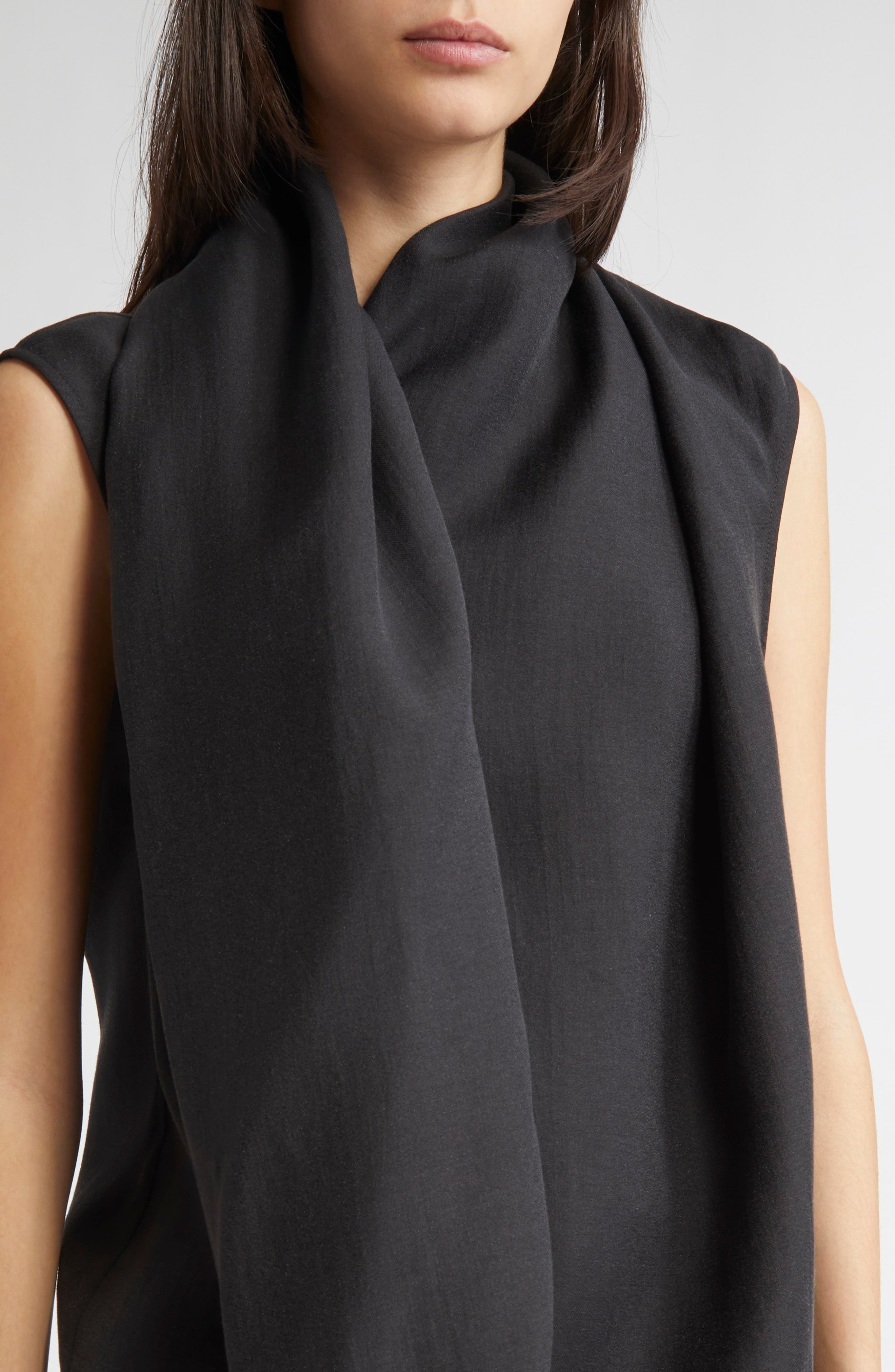 TOTEME Organza Scarf Blouse in Black at Nordstrom - 5