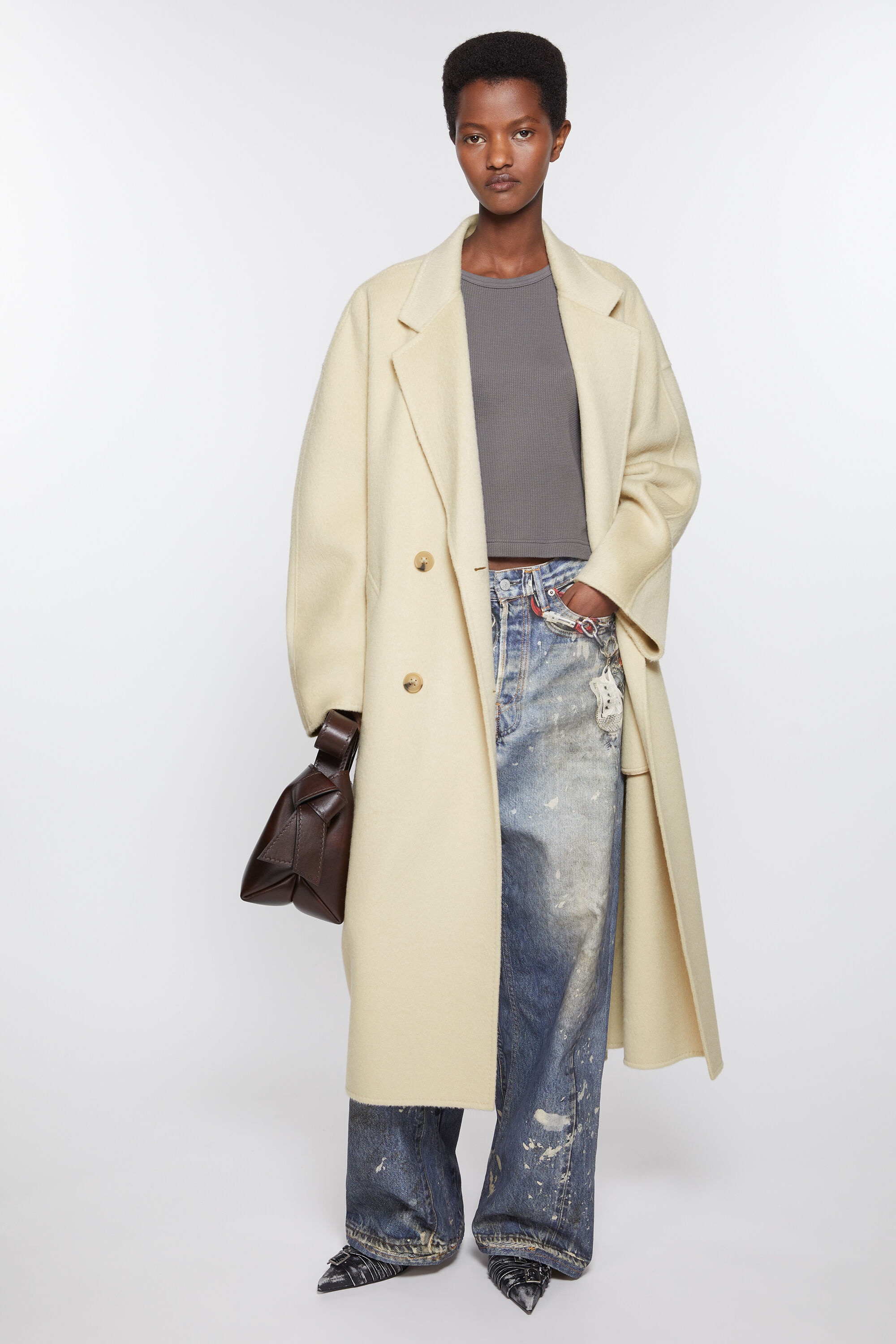 Double-breasted wool coat - Clay beige - 5