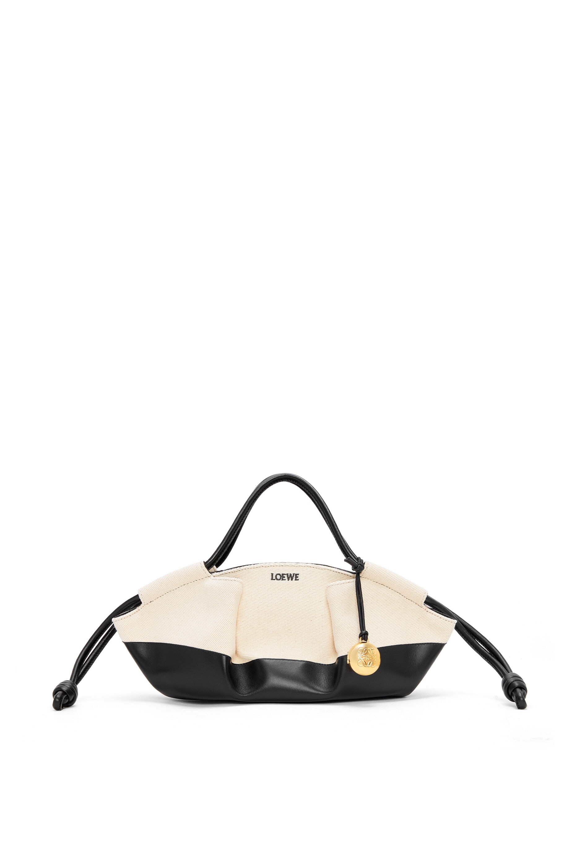 Small Paseo bag in shiny nappa calfskin and canvas - 1