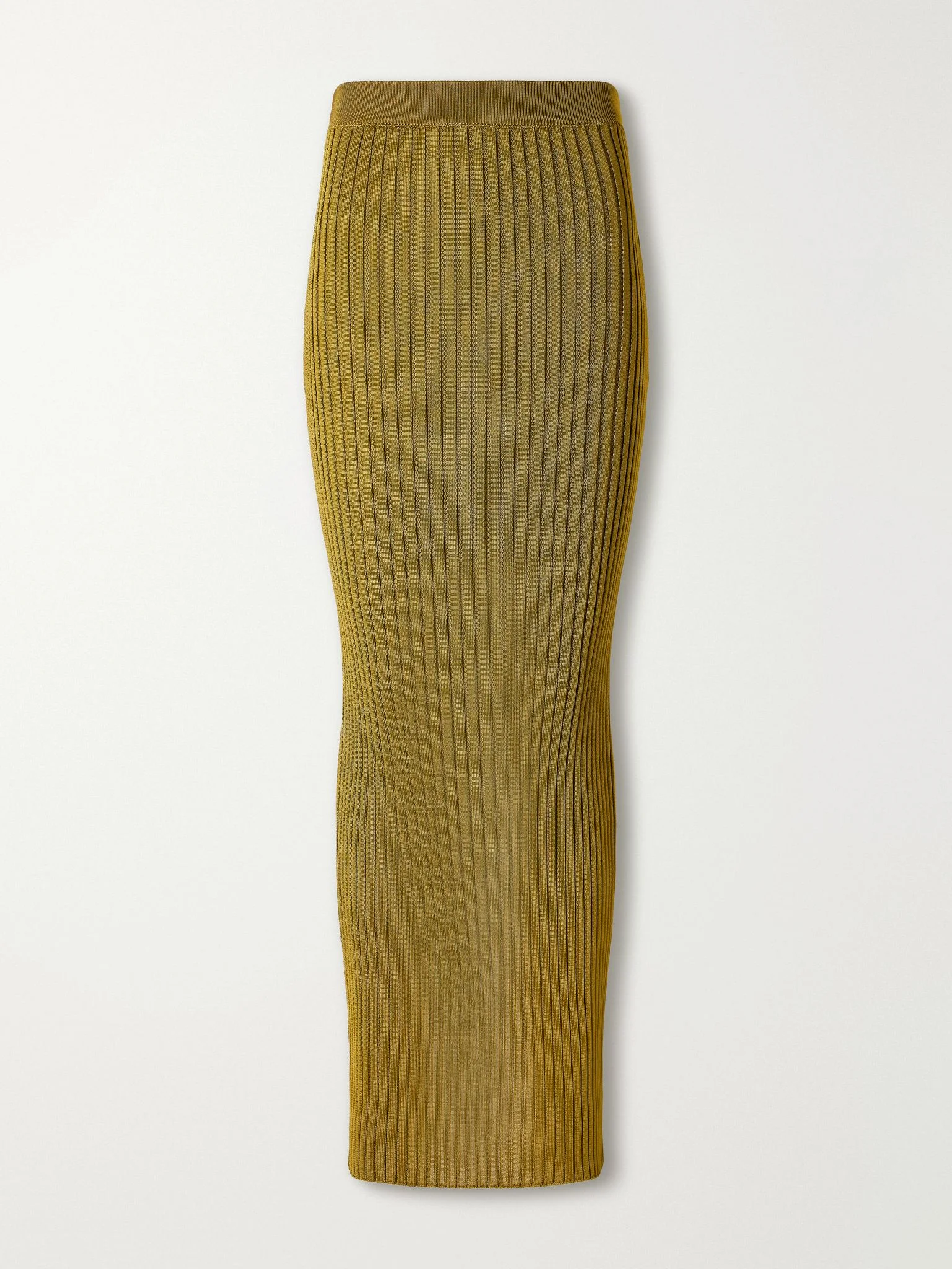 Ribbed stretch maxi skirt Army green - 1