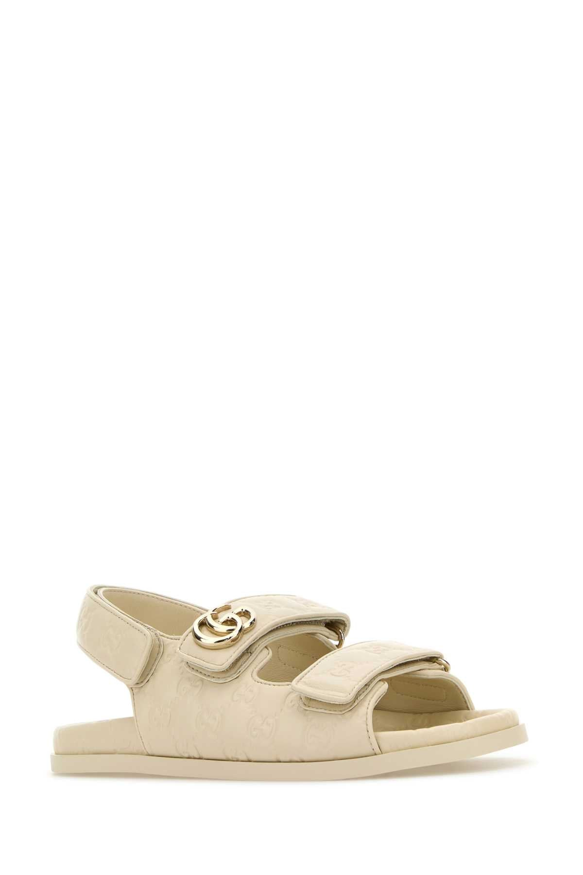 Gucci Women Ivory Leather Sandals - 2