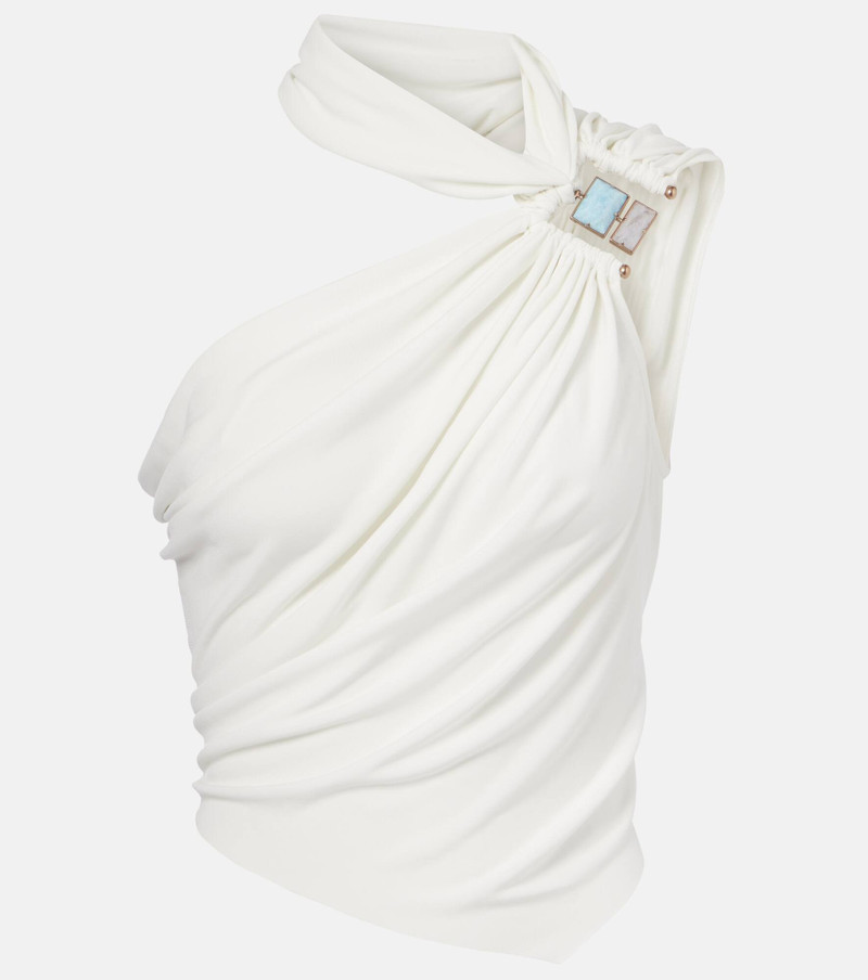 Bezel asymmetric halterneck crop top 1