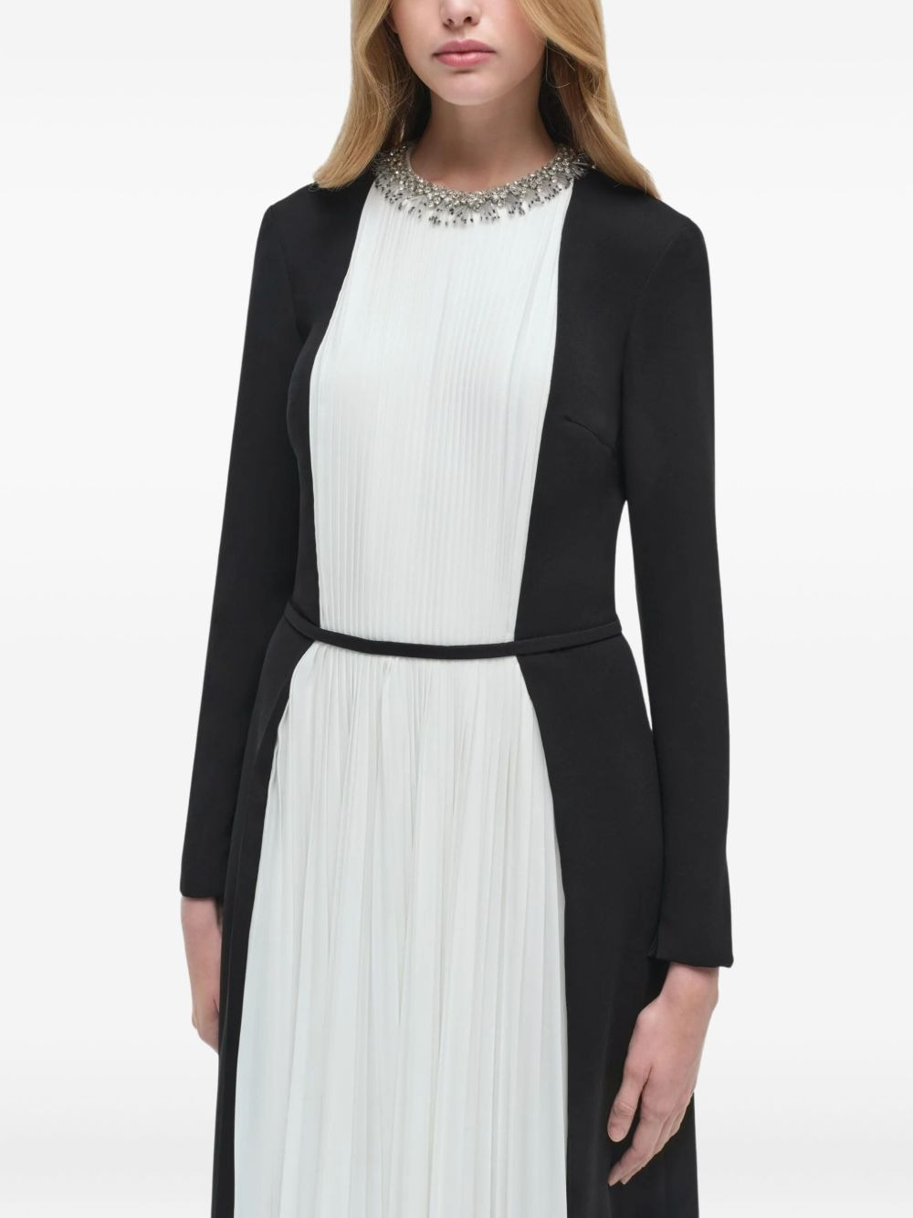 embellished pleated midi day dress - 5