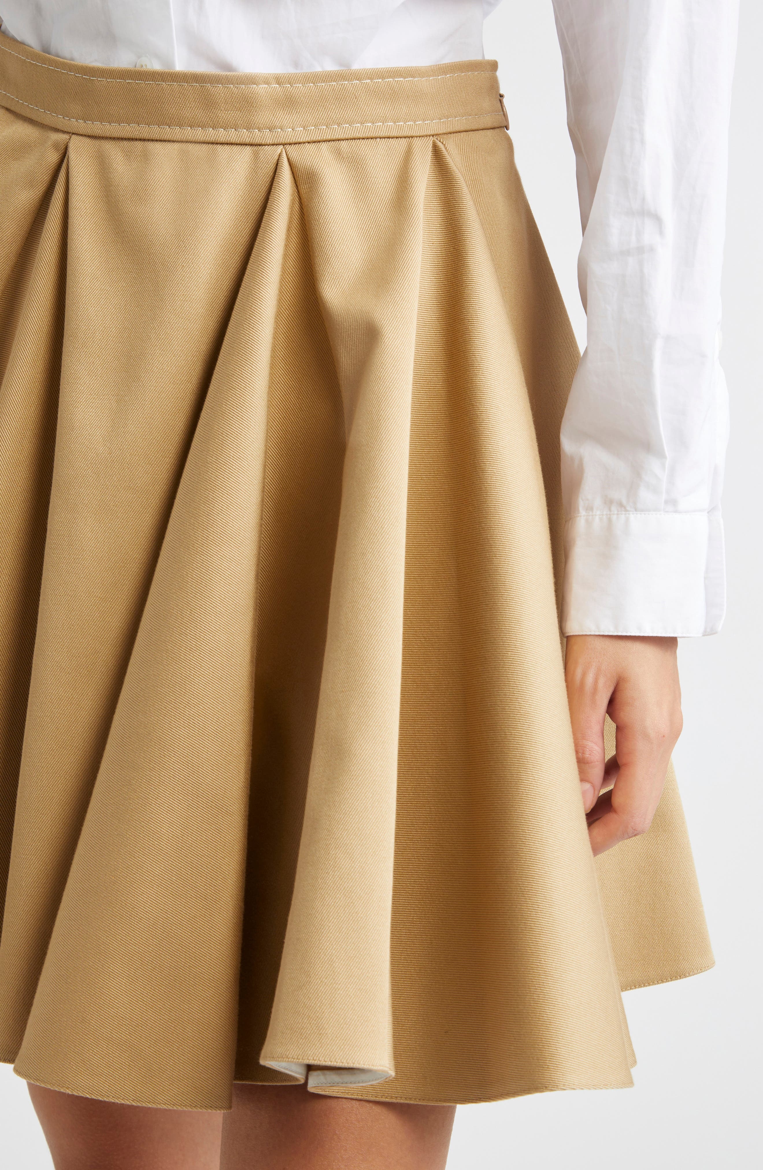 Marni Pleated Cotton Gabardine Skirt in Cement at Nordstrom - 5