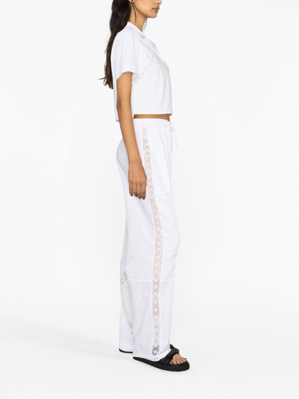 Household linen straight-leg cotton trousers - 3
