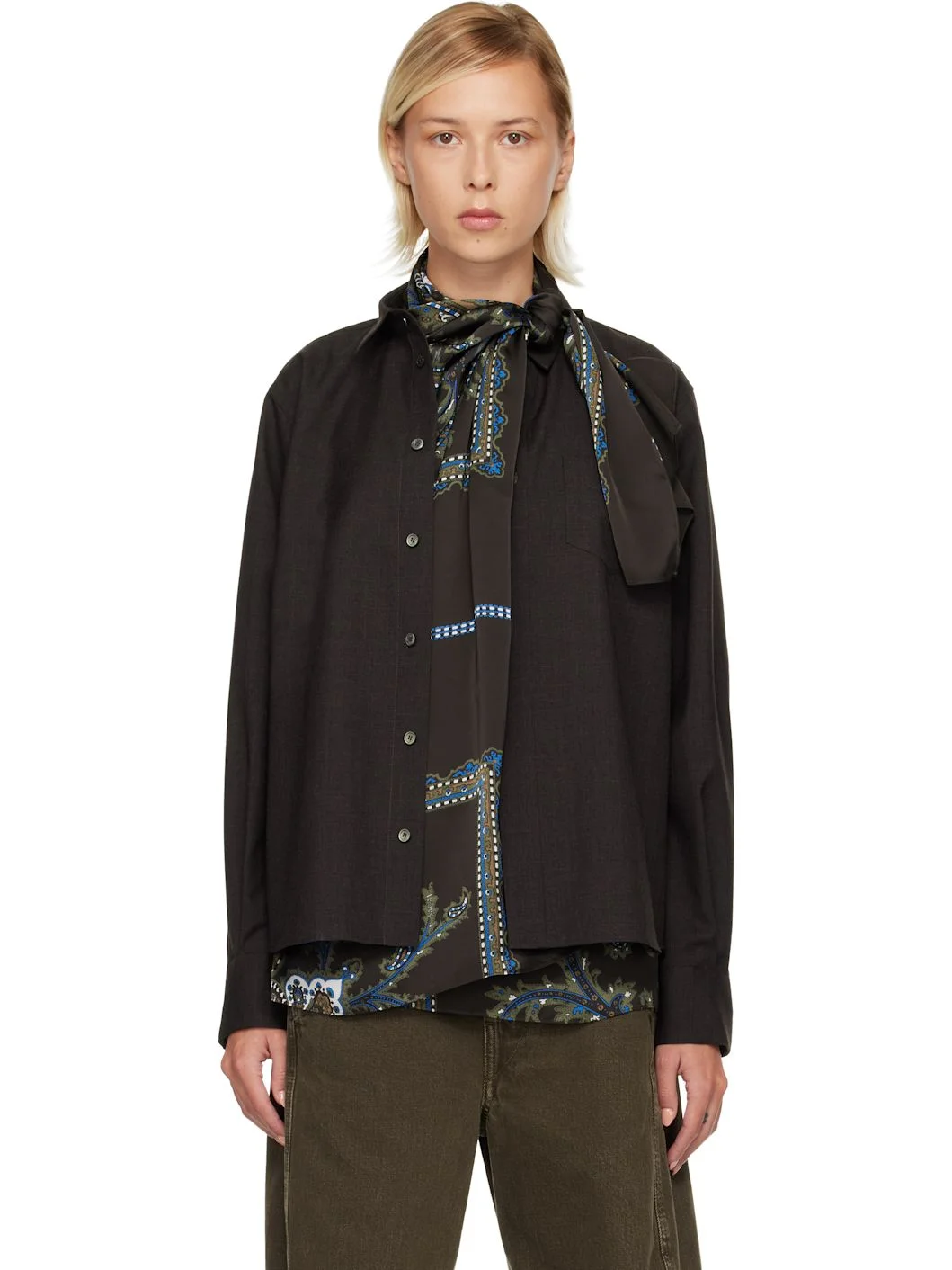 Brown Suiting & Paisley Print Shirt - 1