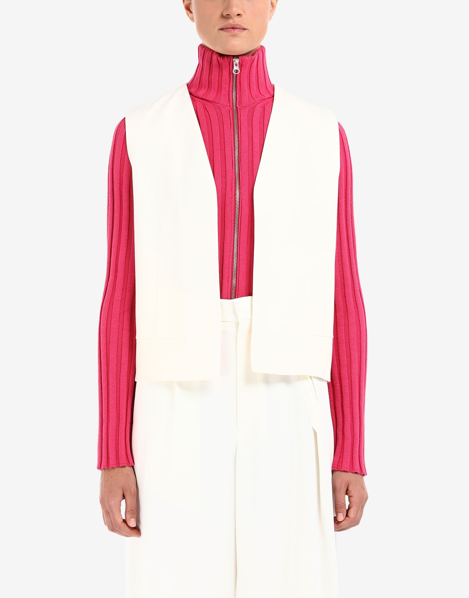 Minimal twill sleeveless jacket - 5