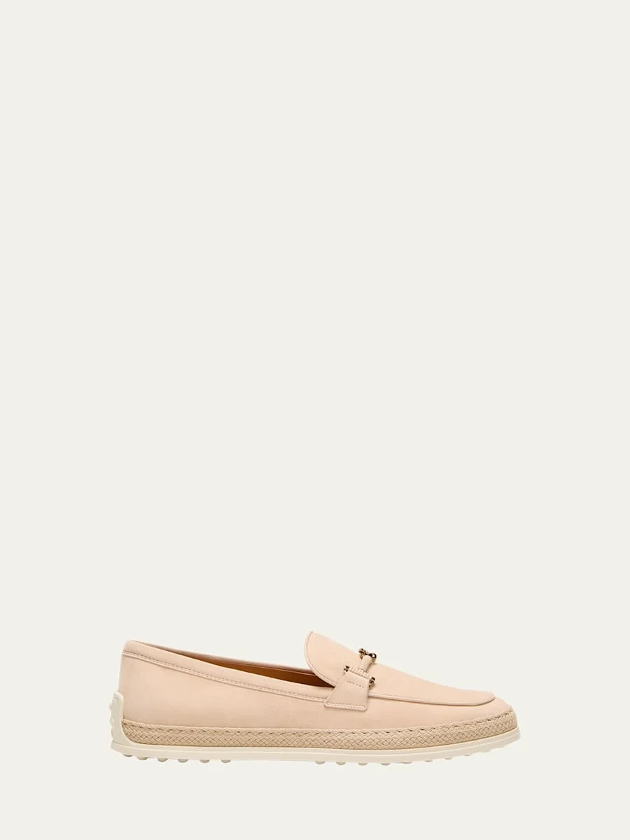 Gomma Suede T-Ring Espadrille Driver Loafers - 1