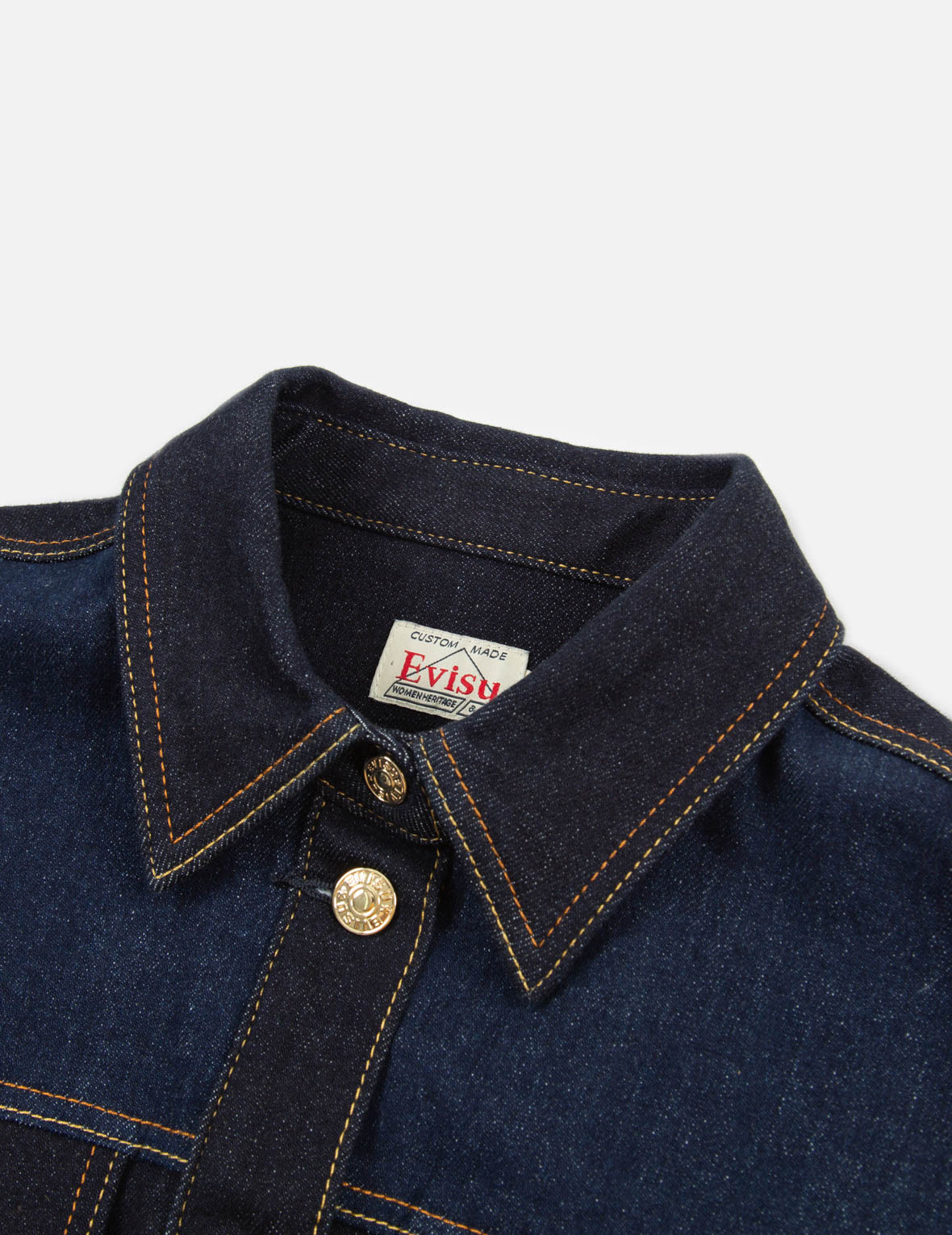 SEAGULL AND KAMON EMBROIDERY DENIM BLOCKING DRESS - 7