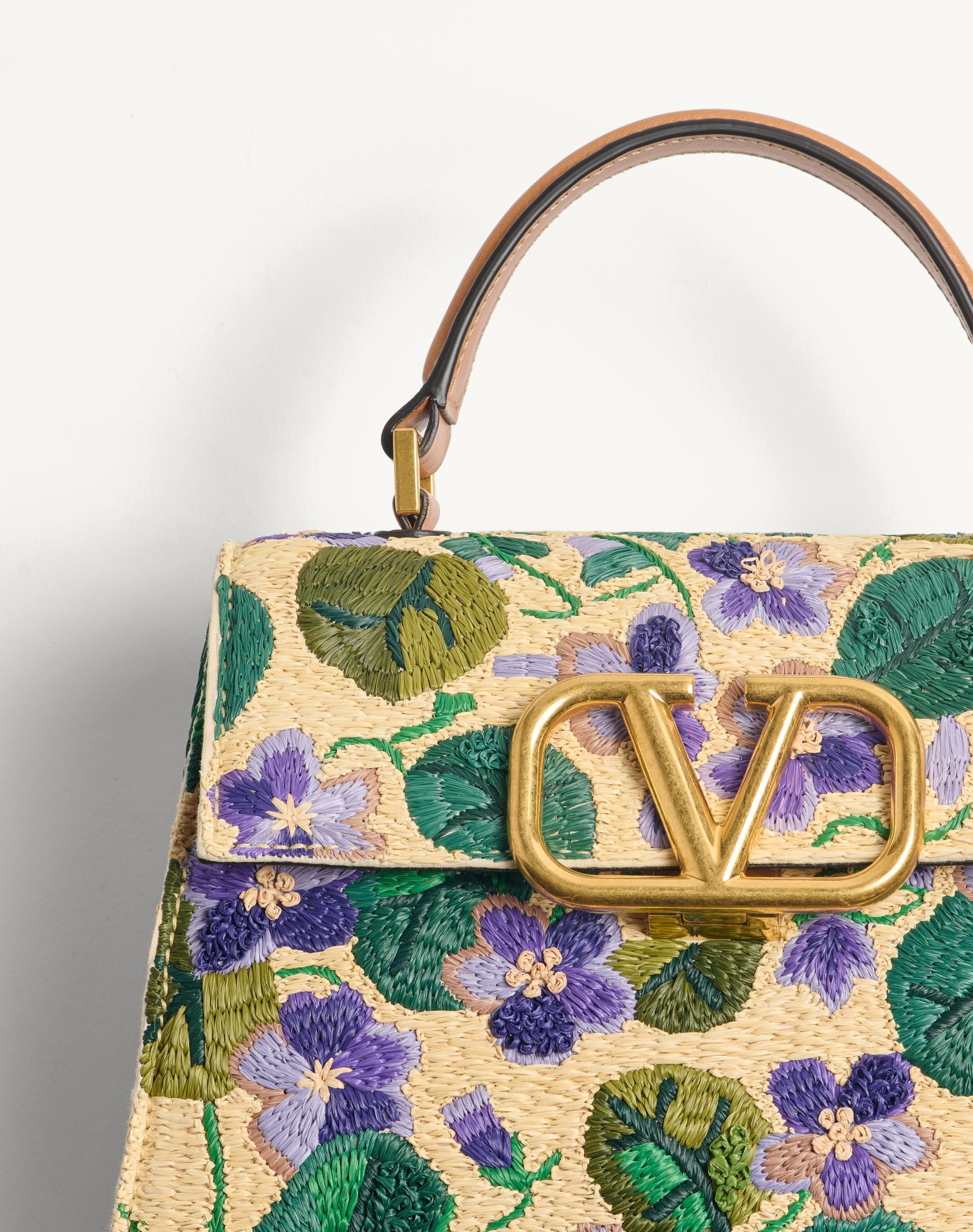 VALENTINO GARAVANI VSLING SMALL HAND BAG IN EMBROIDERED RAFFIA - 8