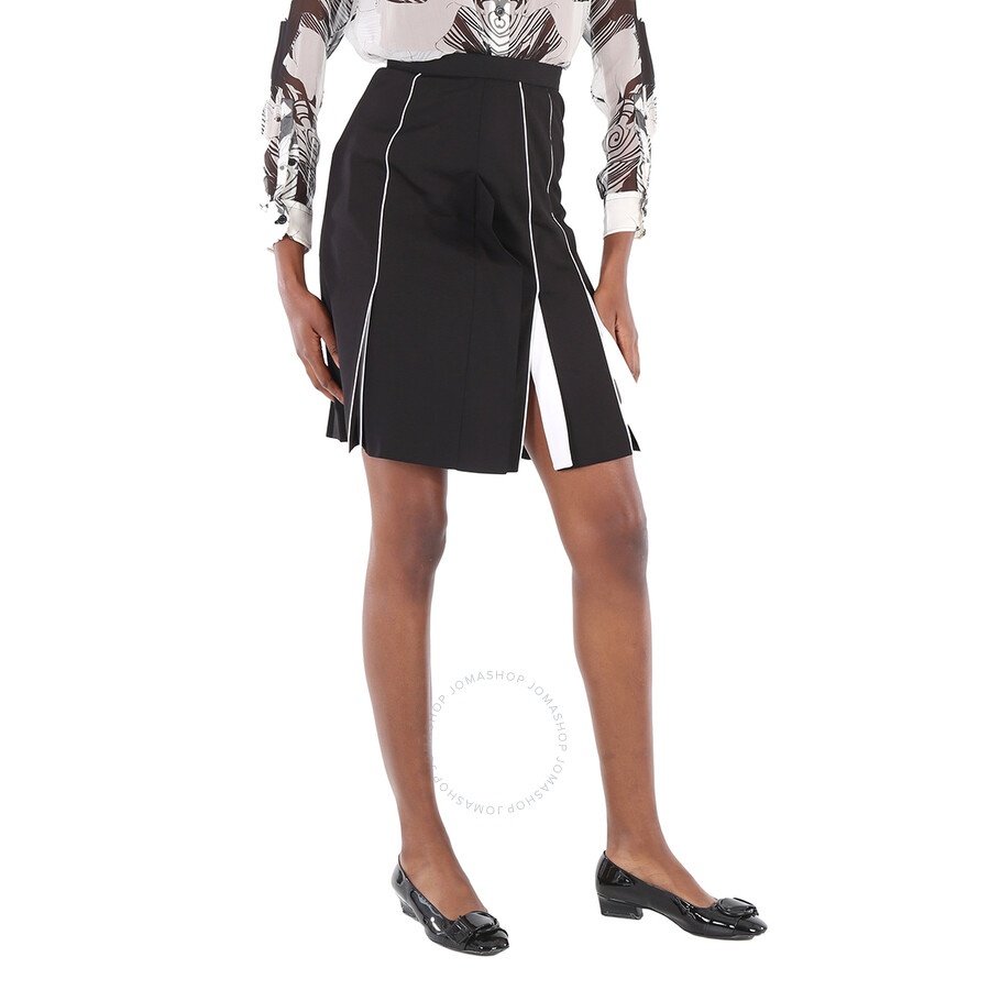 Burberry Ladies Black Piping Detail Wool Skirt - 4