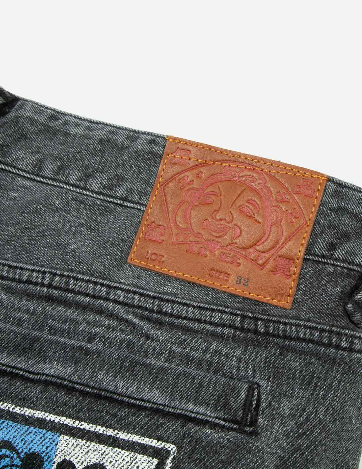 SEAFULL AND LOGO FLAG PRINT FASHION FIT DENIM CARGO SHORTS - 11