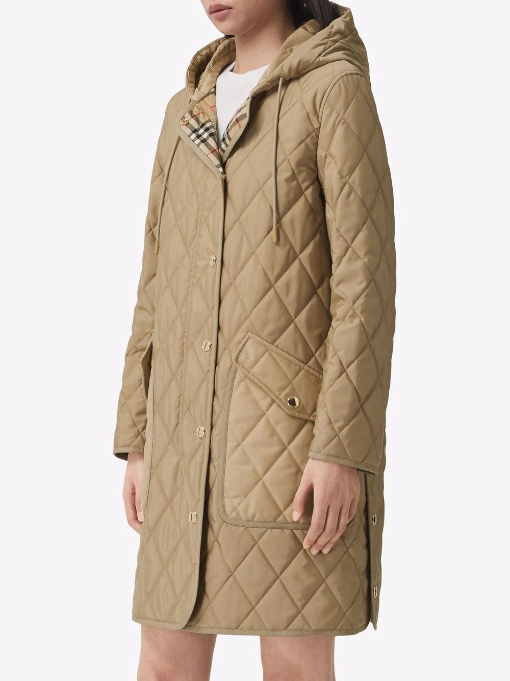 diamond-quilted hooded coat - 3