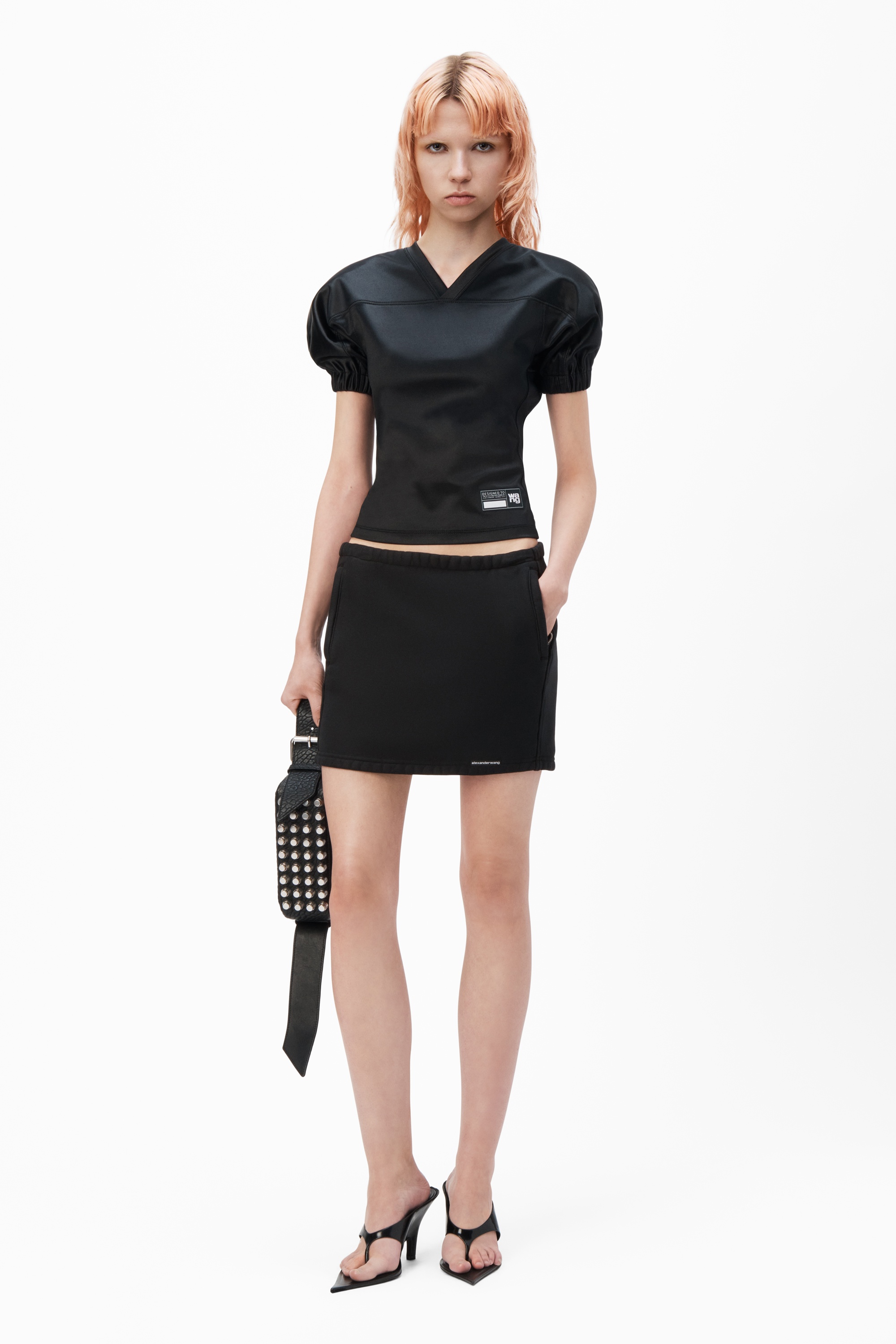 mini skirt in classic cotton terry with logo waistband - 2