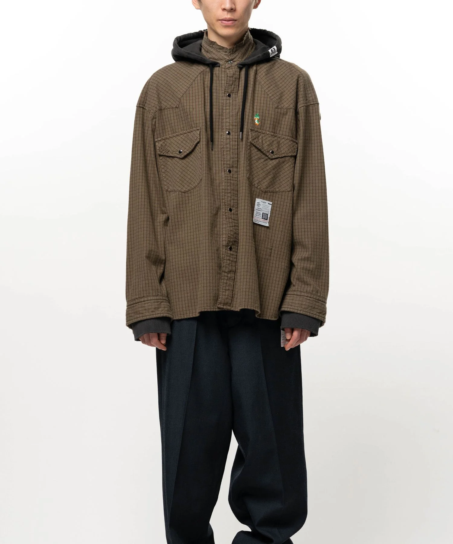 Hoodie Combine Checkered Shirt - 1