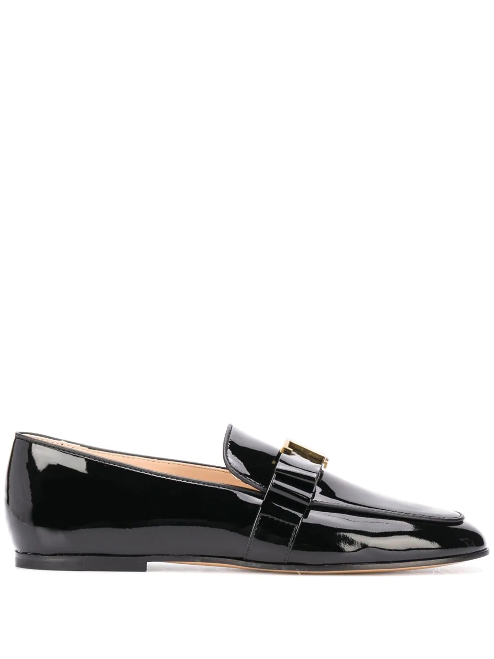 high-shine logo-plaque loafers - 1