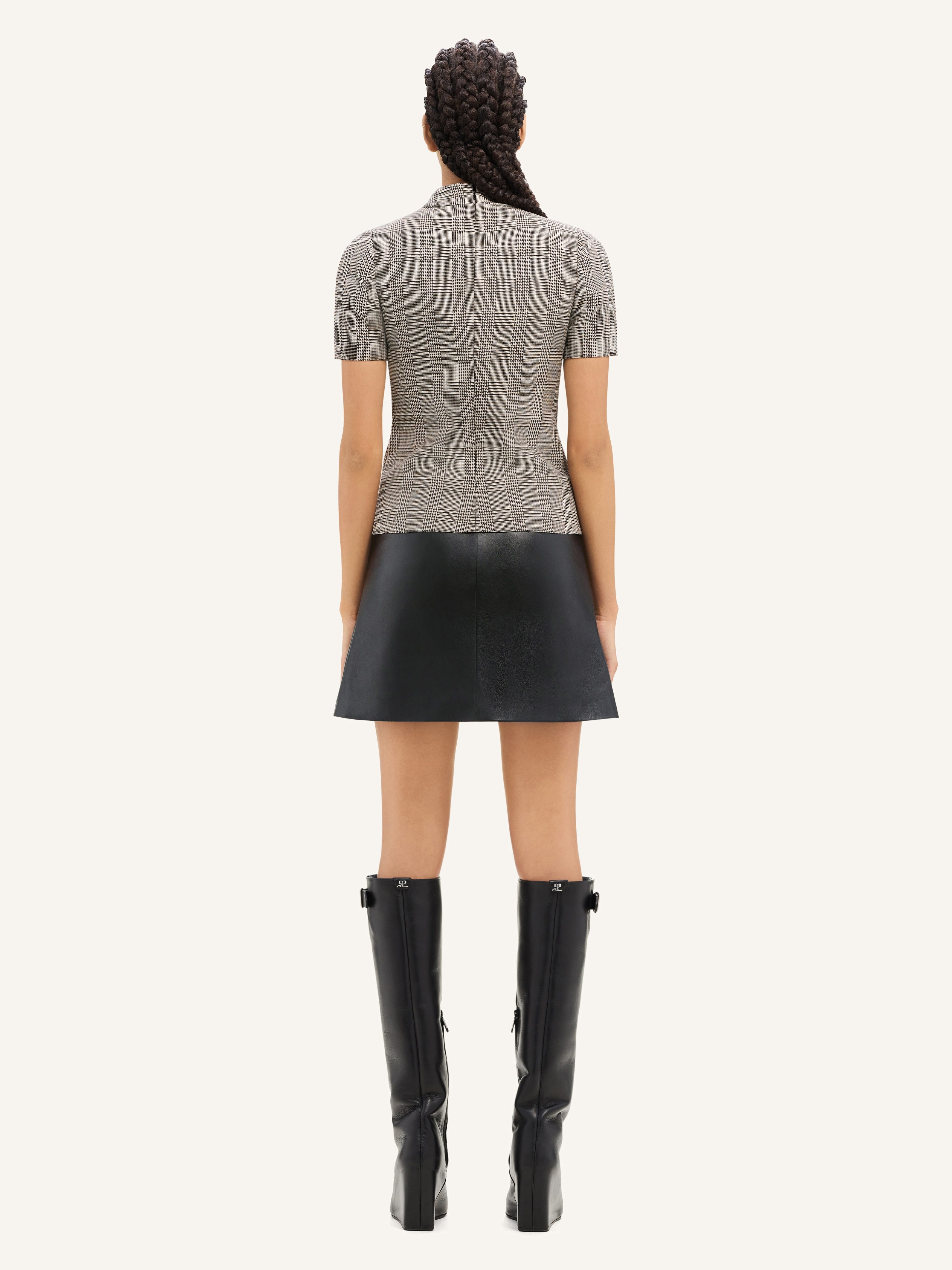 TAILORED ZIPPED LEATHER MINI SKIRT - 3