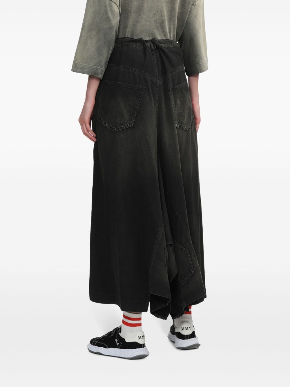 logo-appliquÃ© denim maxi skirt - 4