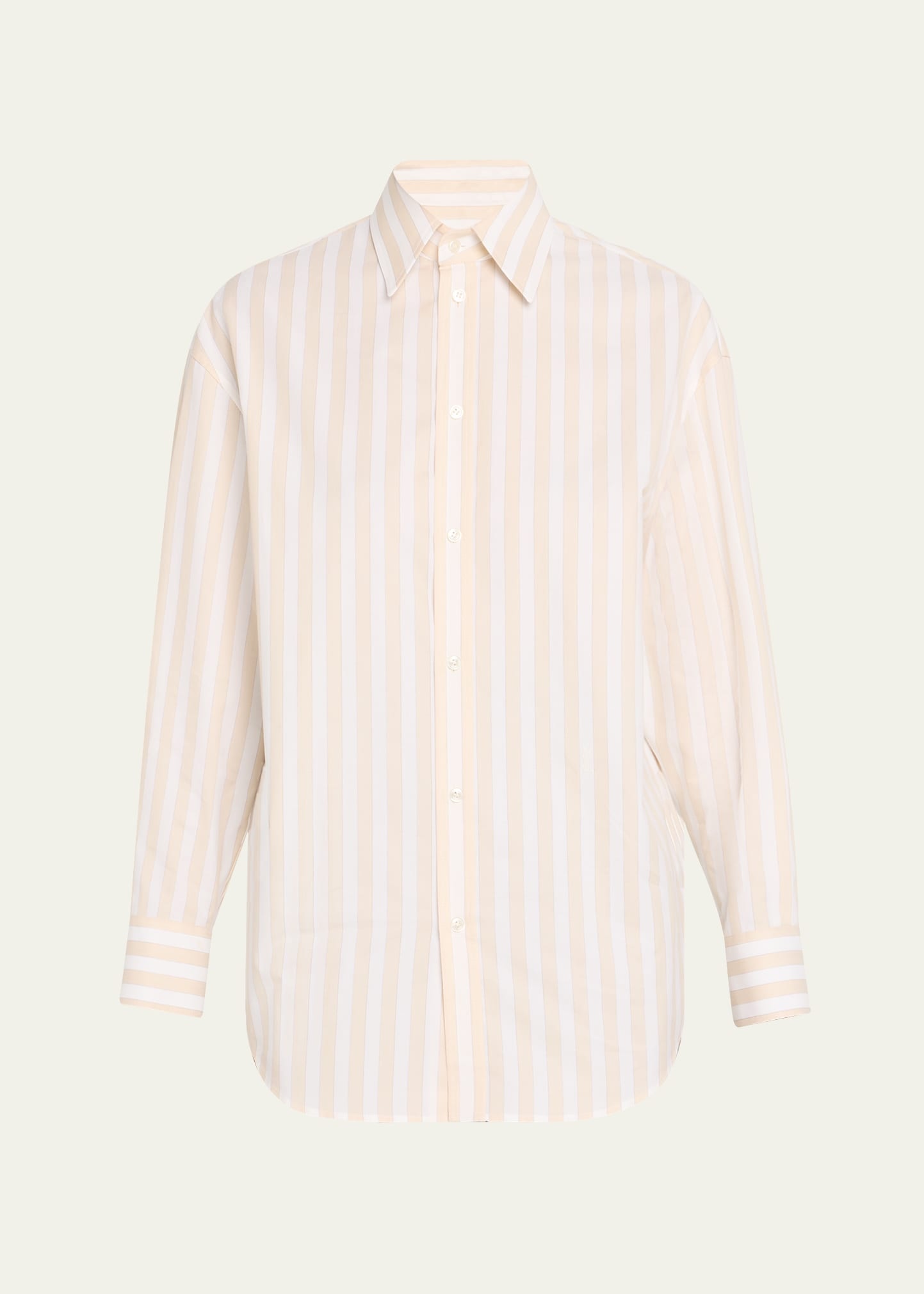 Long-Sleeve Stripe Button-Down Blouse - 1