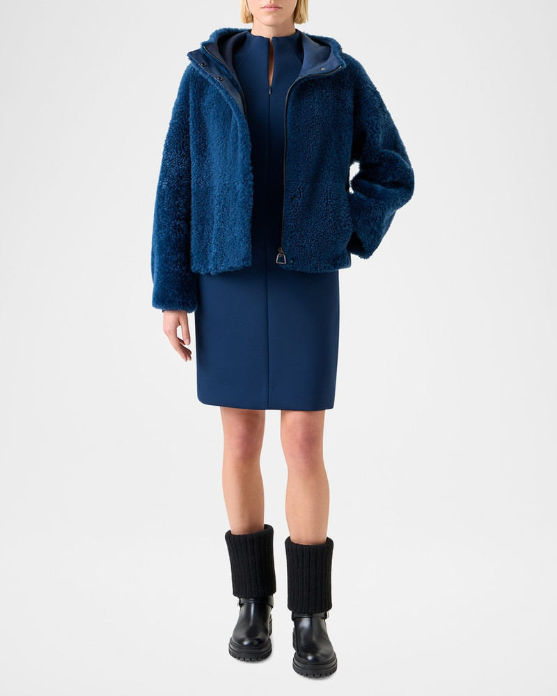 AKRIS Gracie Lamb Shearling Hooded Jacket outlook