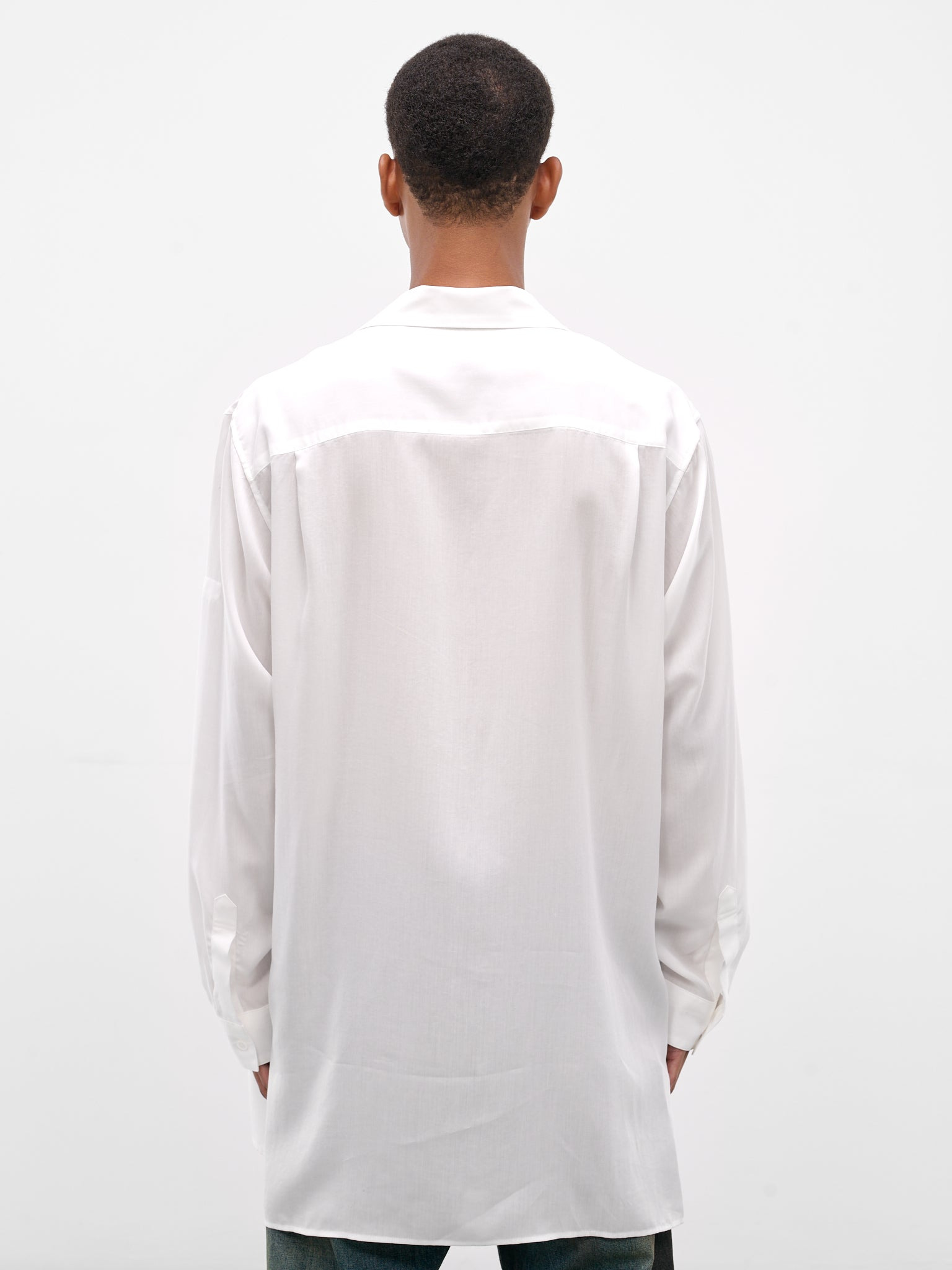White Oversized Pocket Button-Up Shirt - 3