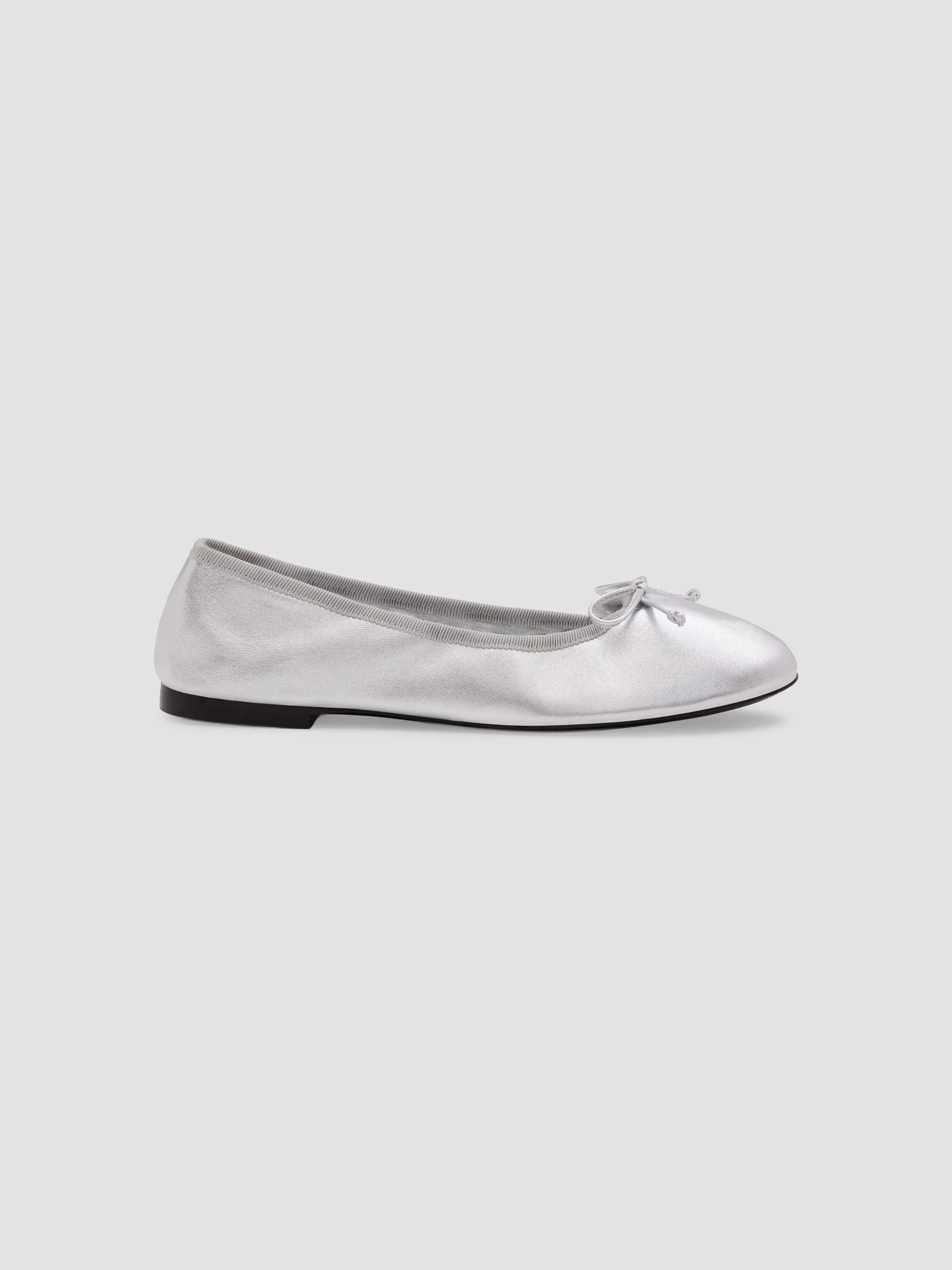 Women's Nia Leather Ballerina Flats - Silver - 1