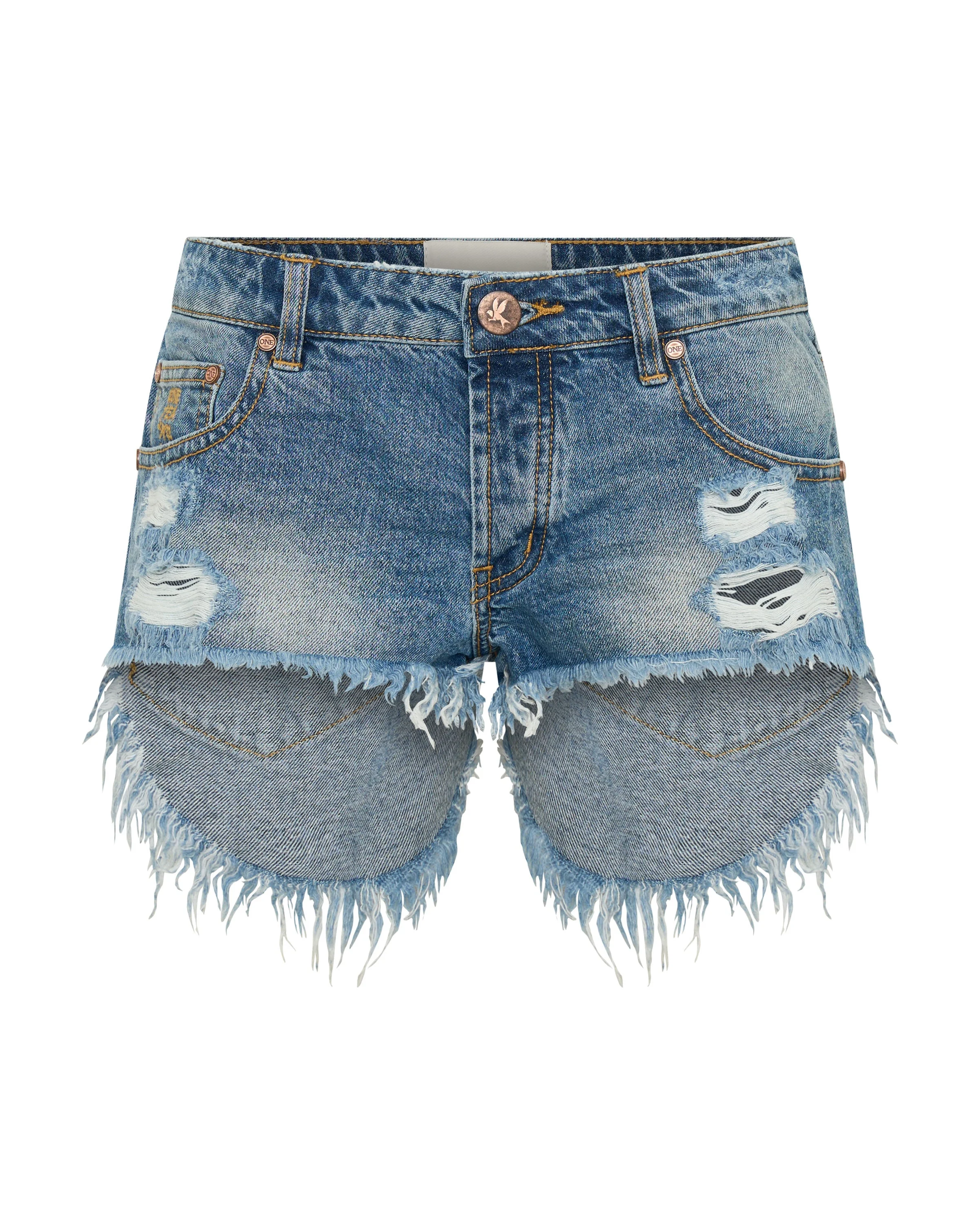 Bonitas Low Waist Denim Shorts - Hoodlum Blue - 1
