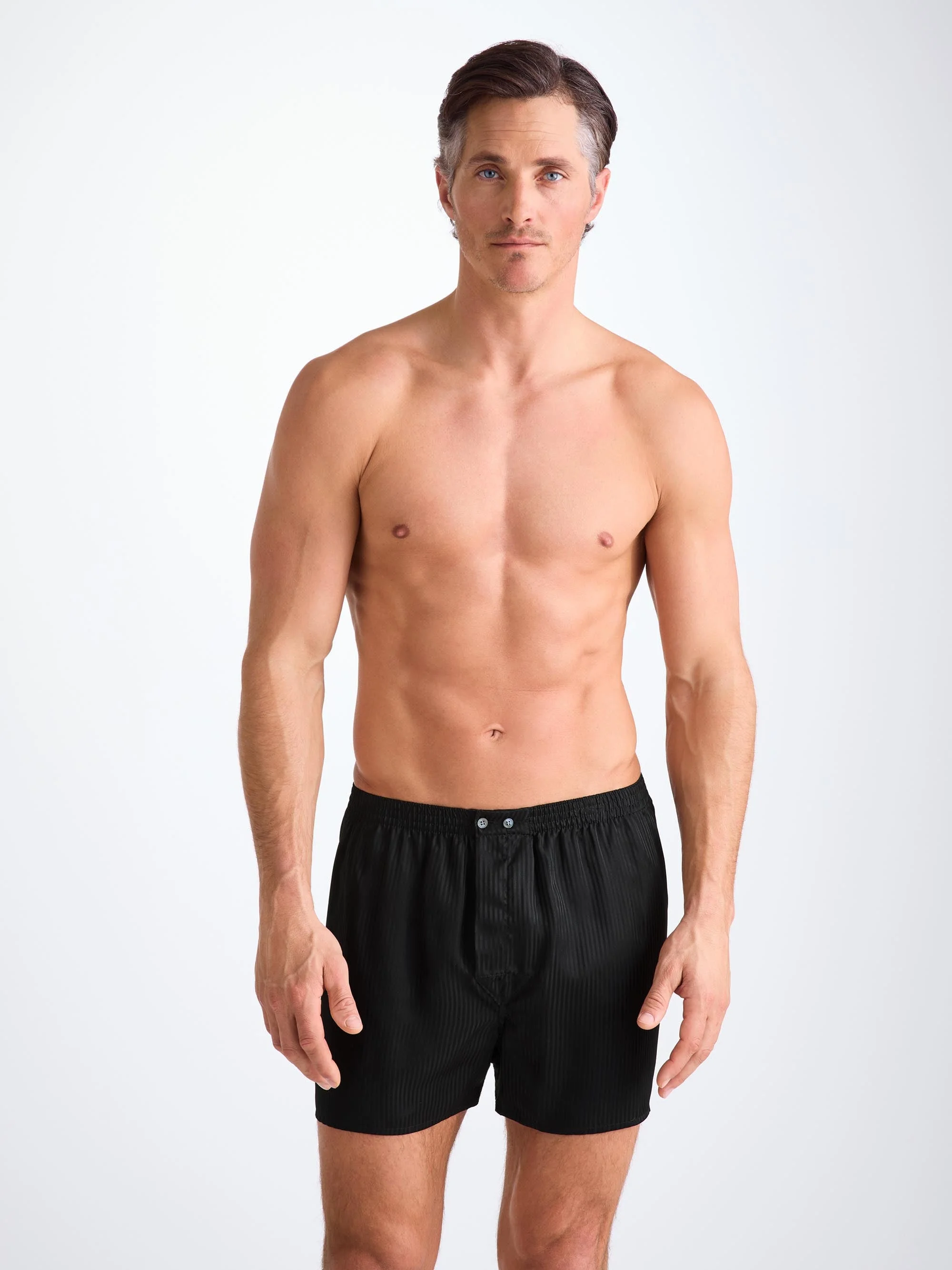 Men's Classic Fit Boxers Woburn Silk Satin Black - 1