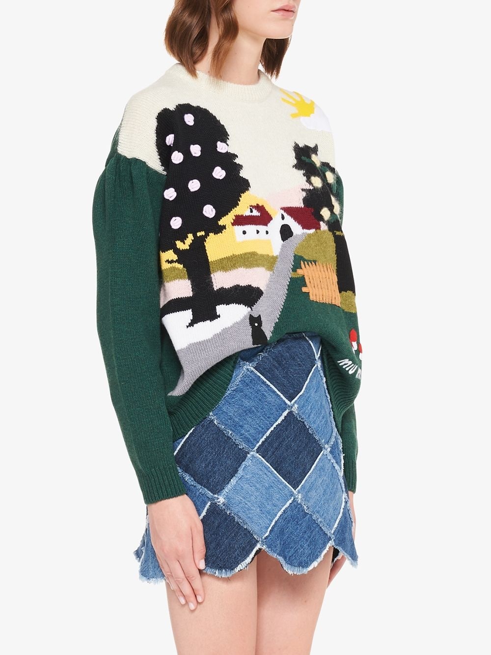 embellished landscape intarsia sweater - 3