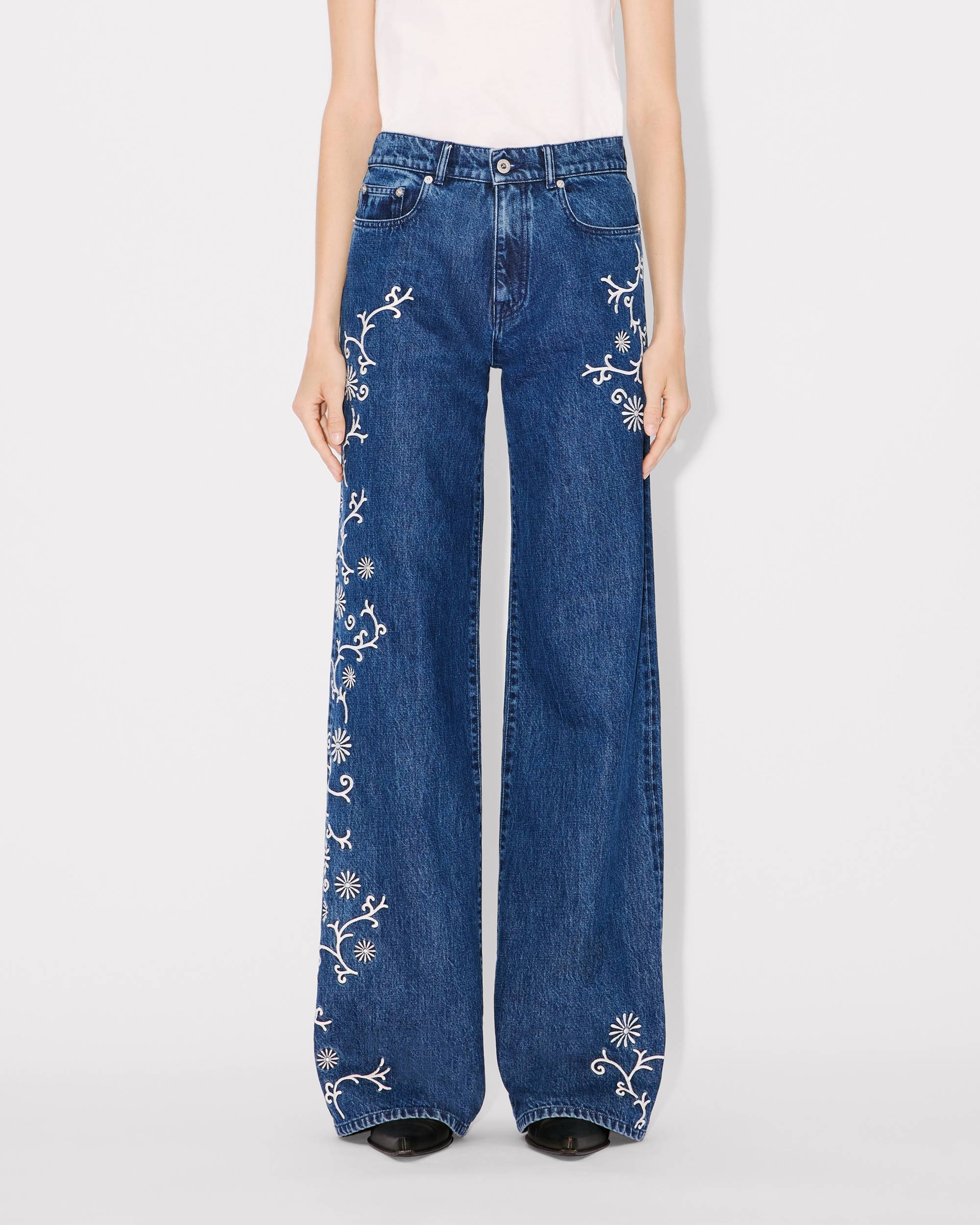 'KENZO Marguerite' AYAME wide legs embroidered jeans in japanese denim - 3