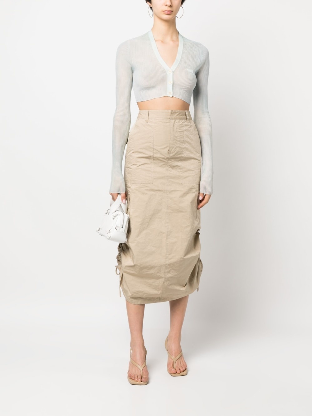 cropped embroidered-logo cardigan - 2