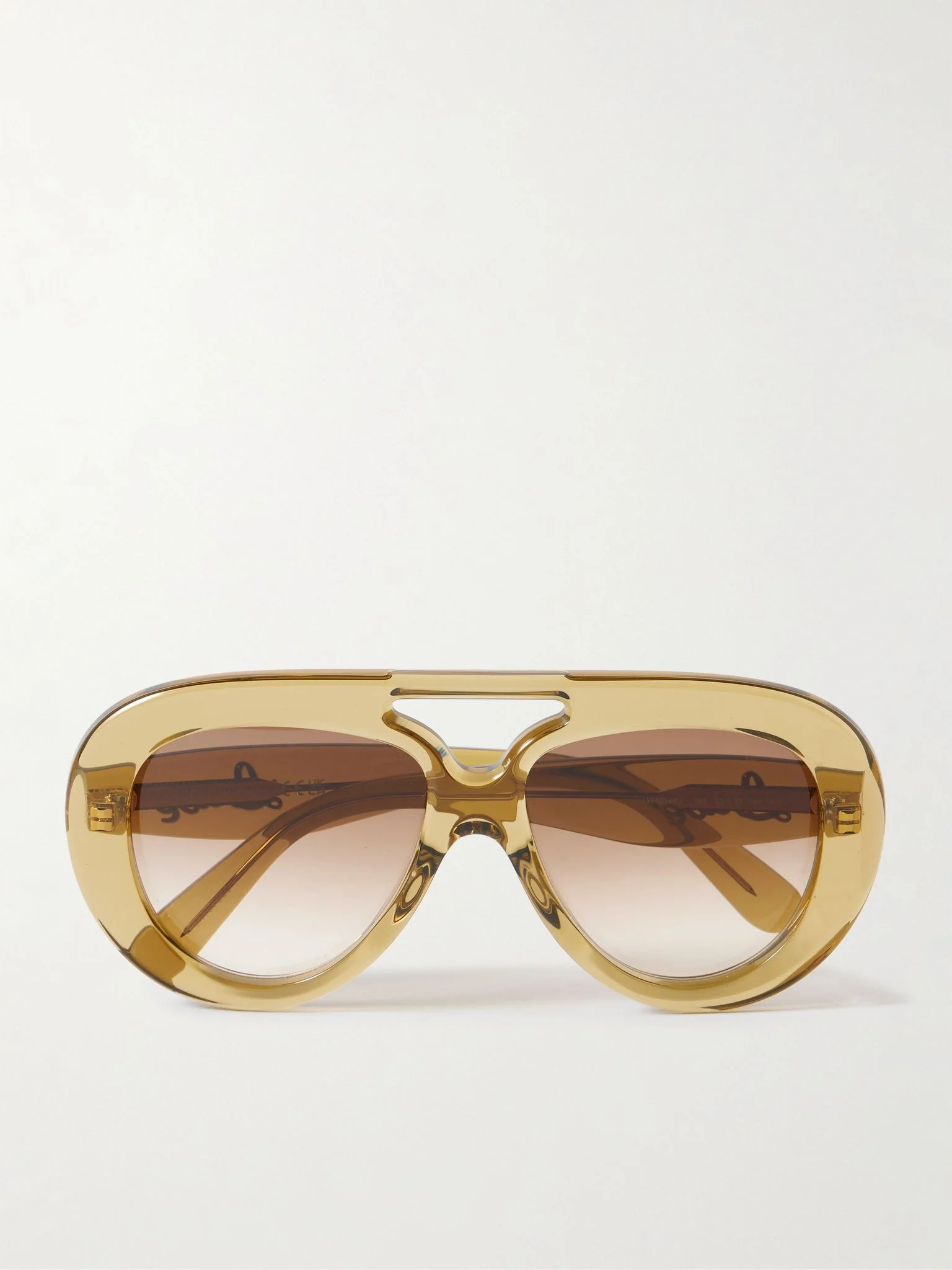 Curvy Oversized Double-Bridge Aviator-Style Acetate Sunglasses Yellow - 1