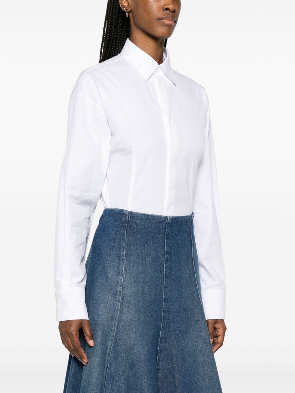 pointed-collar poplin bodysuit - 3