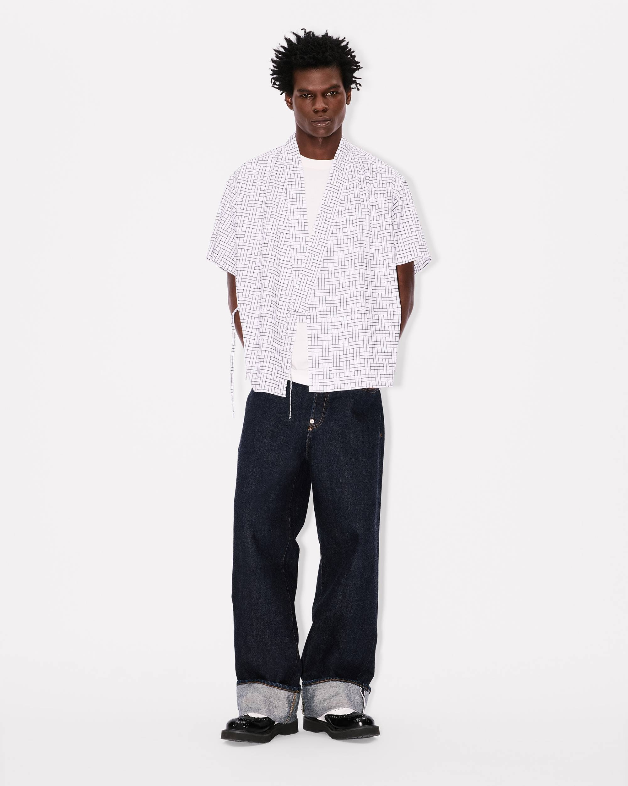 'KENZO Weave' kimono short sleeve shirt in cotton jacquard - 5