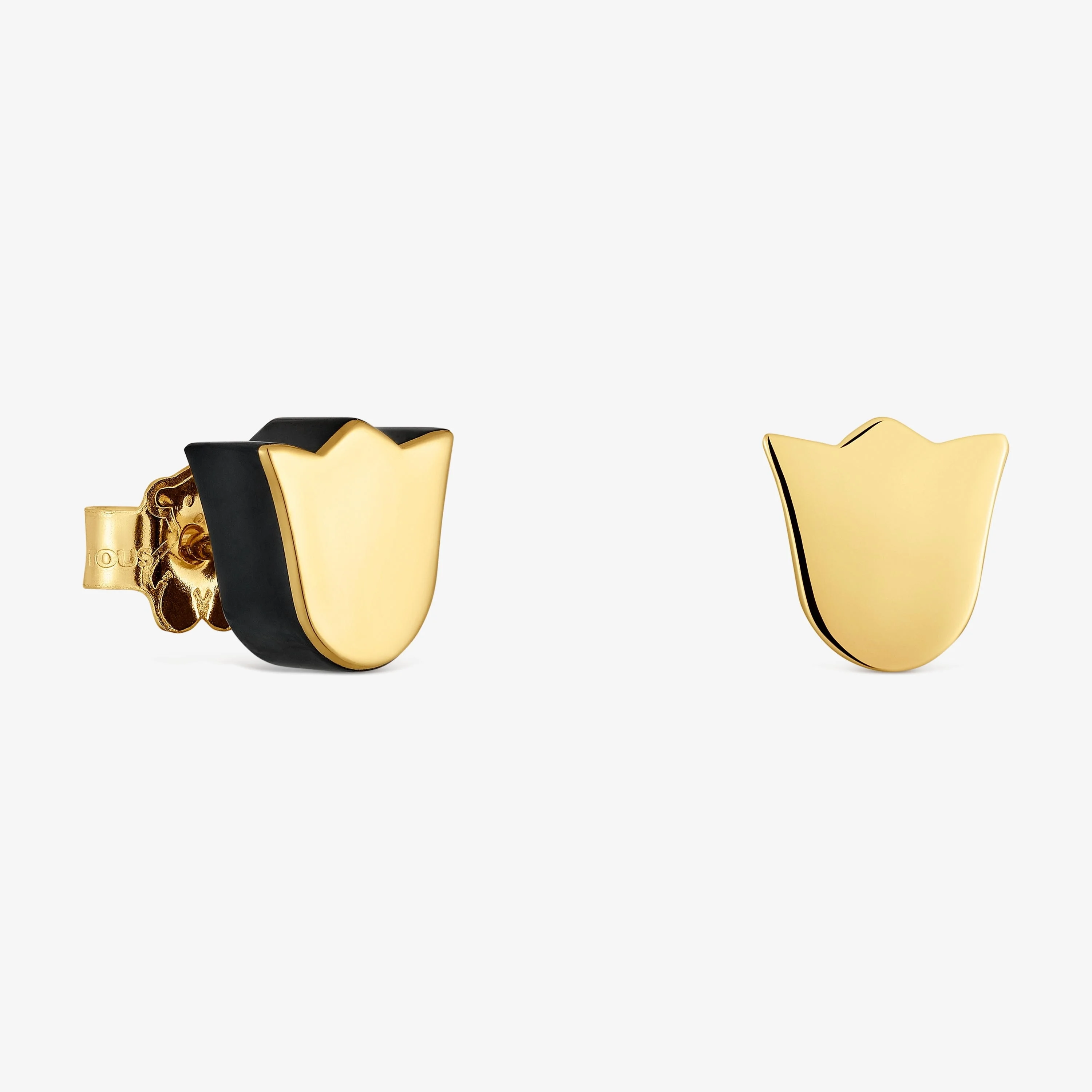 18K solid gold tulip Earrings with onyx TOUS 1950 - 1