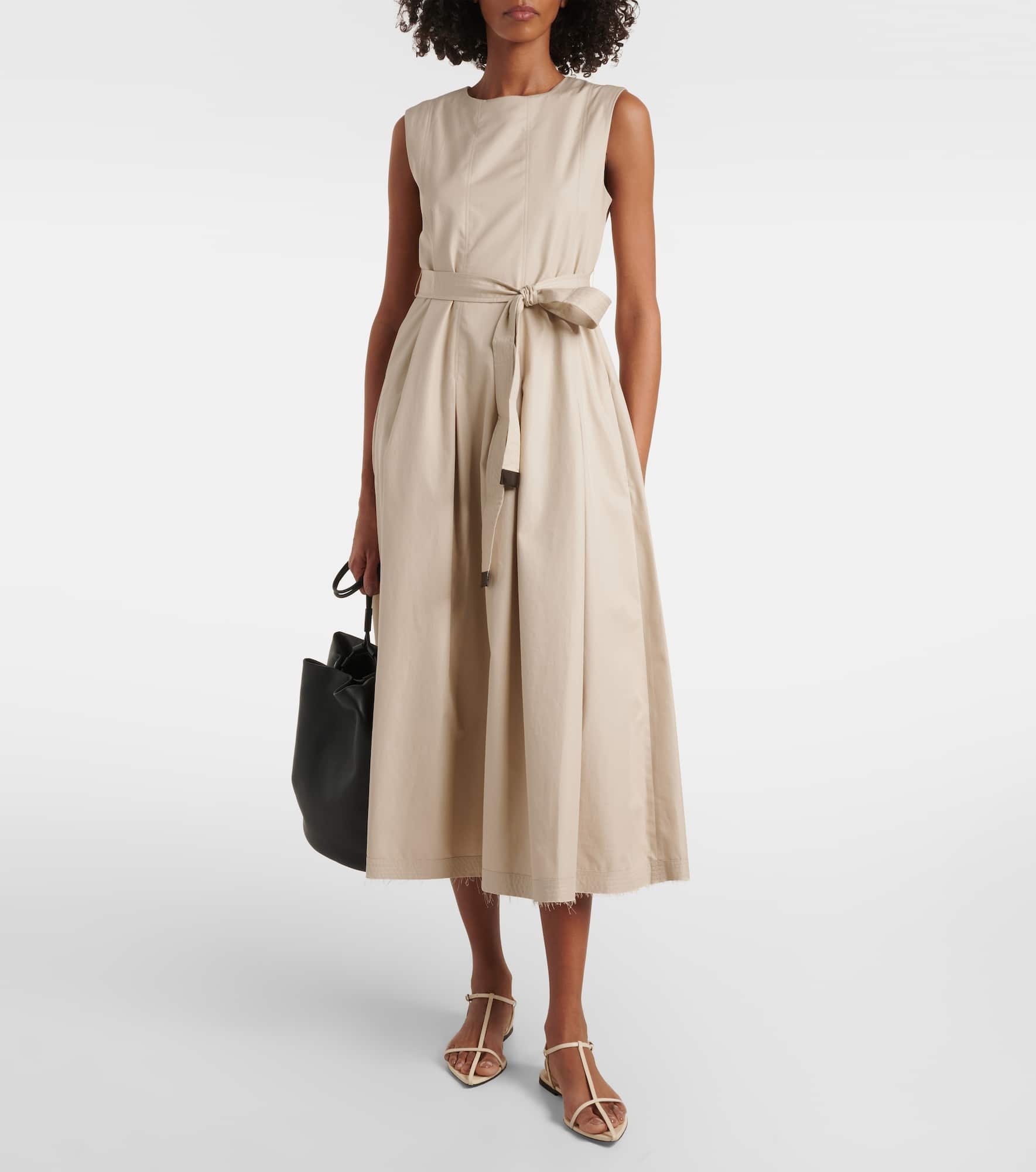 Amina pleated cotton midi dress - 2