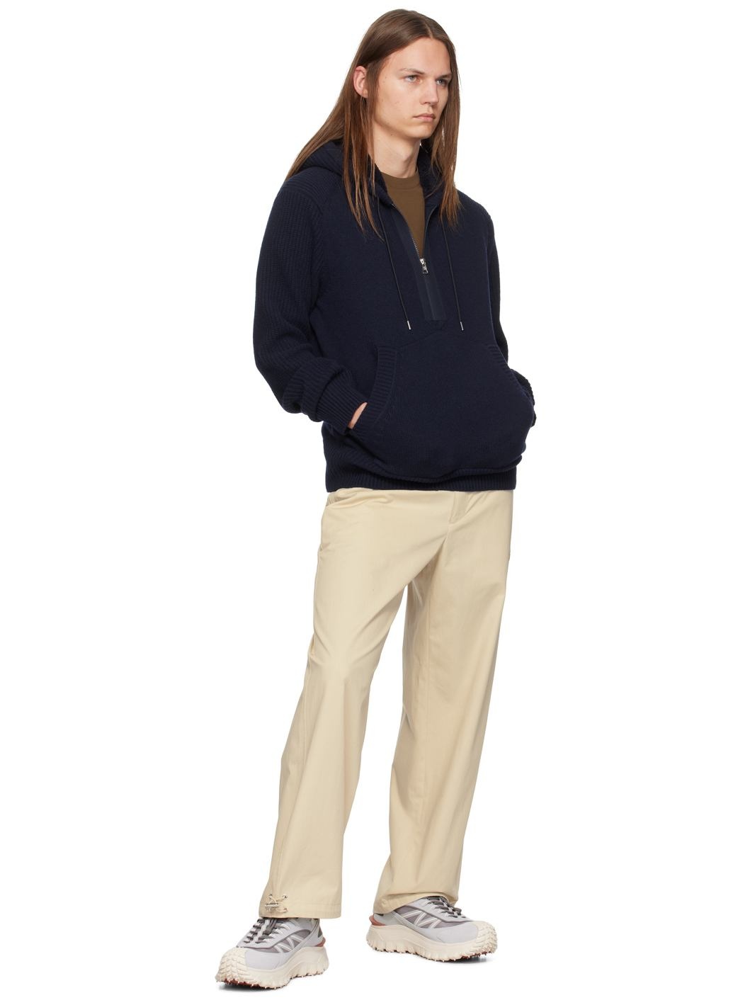 Moncler Navy Wool & Cashmere Hoodie | REVERSIBLE
