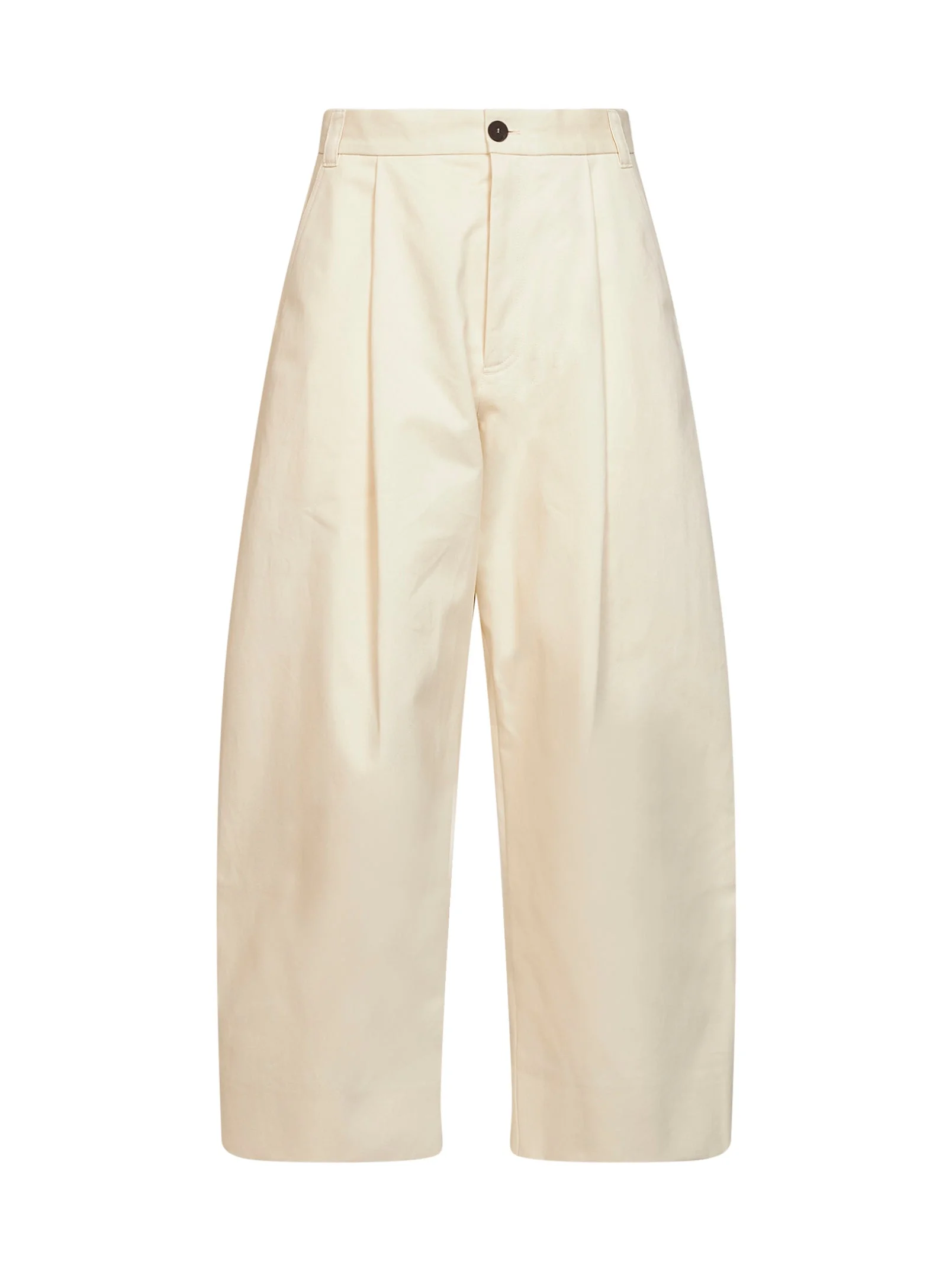 Cream cotton twill Sorte pleated trousers - 1