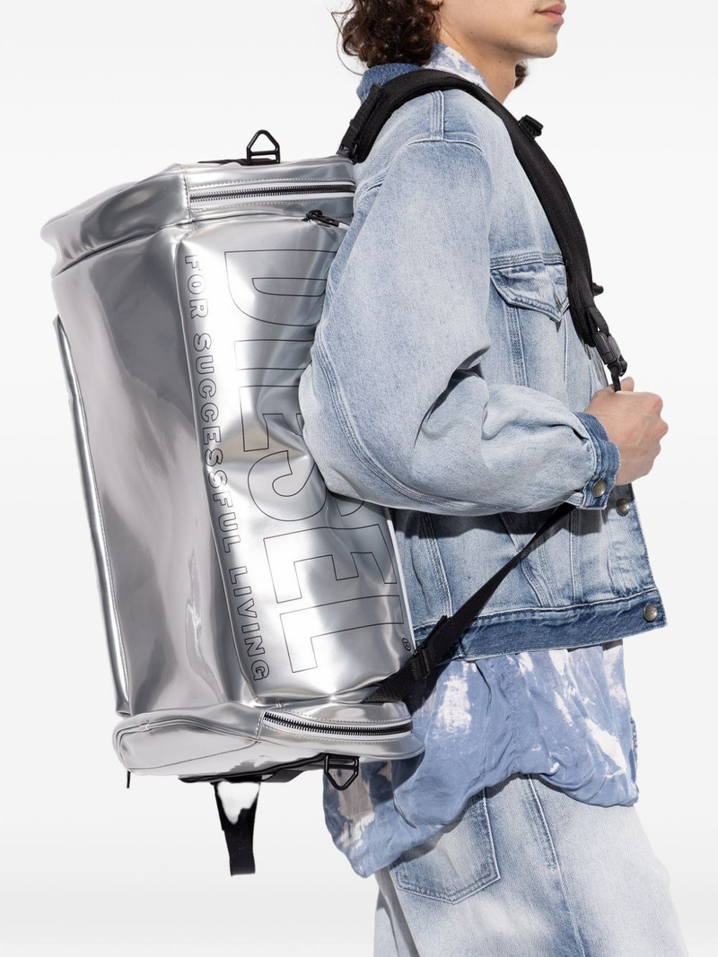 Diesel logo-print metallic-effect backpack outlook