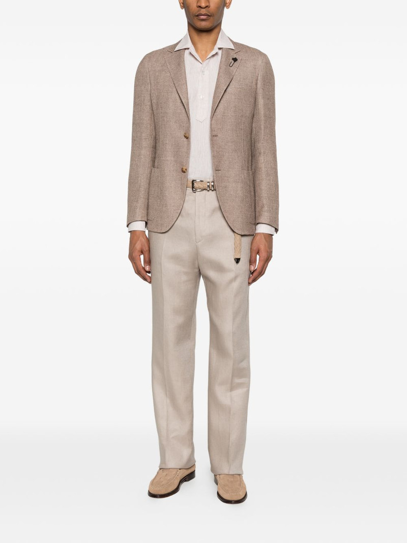 LARDINI notched-lapel flap-pocket blazer outlook
