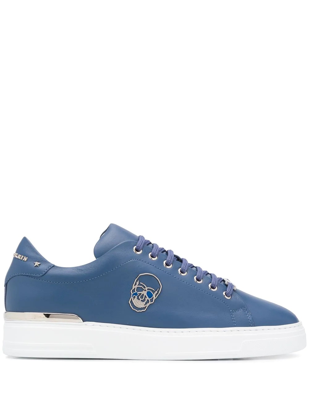 skull-appliqué leather low-top sneakers - 1