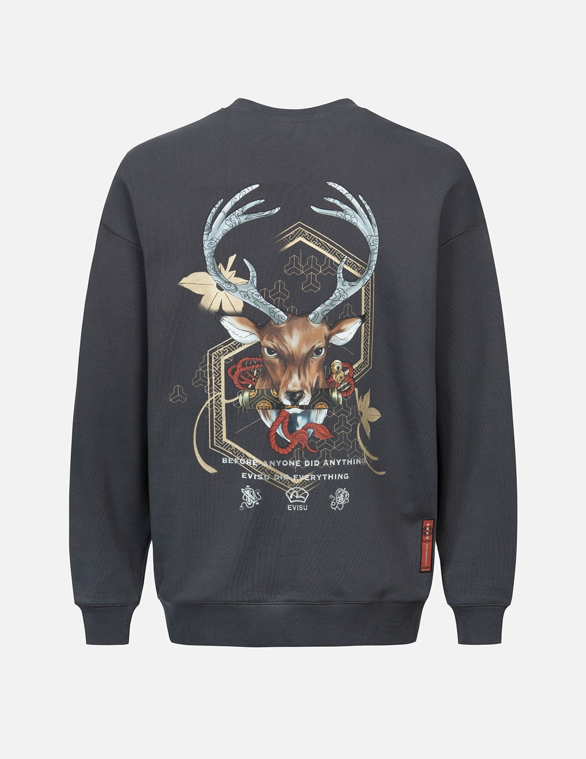 DEER AND CLOUD-PATTERN LOGO PRINT LOOSE FIT SWEATSHIRT - 2
