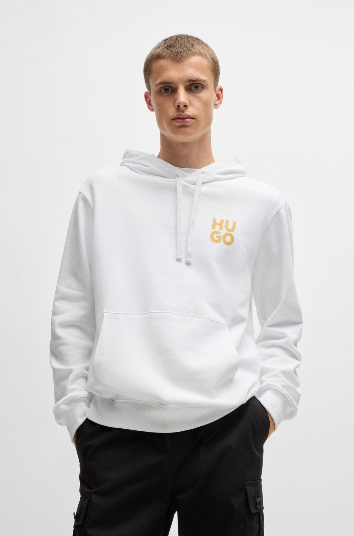 COTTON-TERRY HOODIE WITH STACKED LOGO PRINT - 2