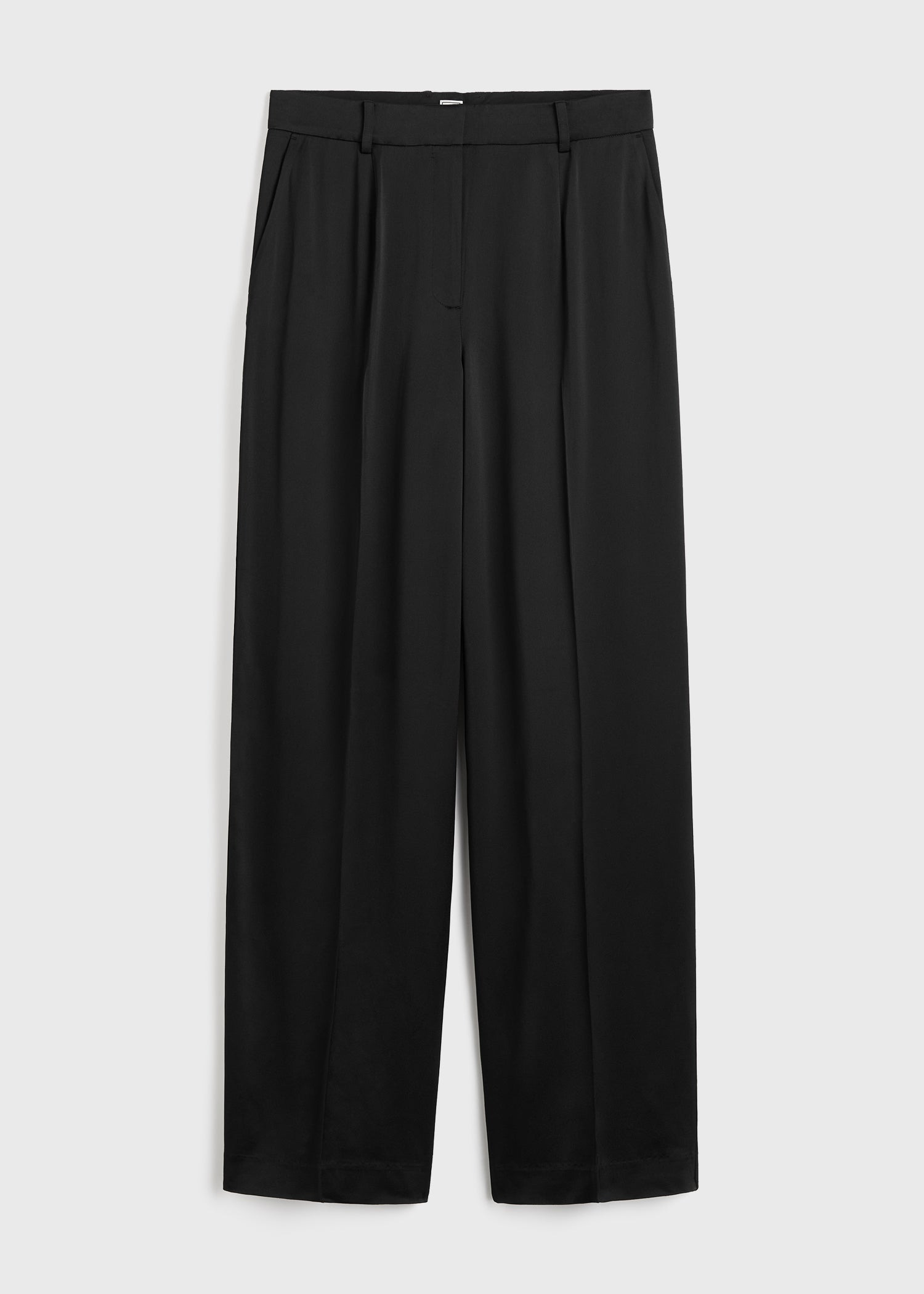 Wide satin trousers black - 1