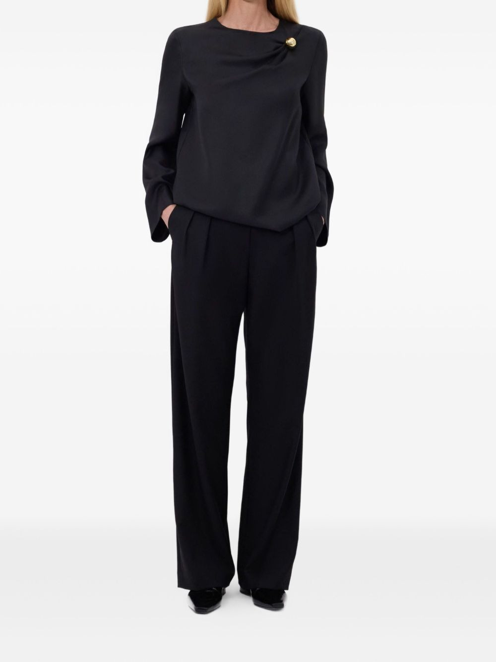 draped ornament-detail blouse - 2