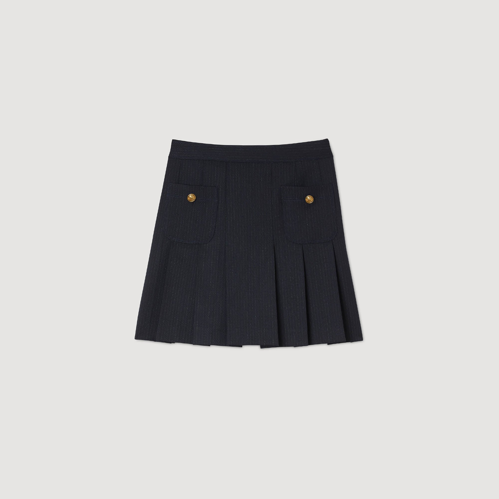 MINI STRIPED PLEATED SKIRT - 7