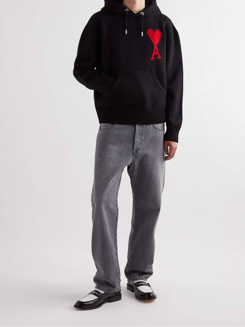 AMI Paris Intarsia-Knit Virgin Wool Hoodie outlook